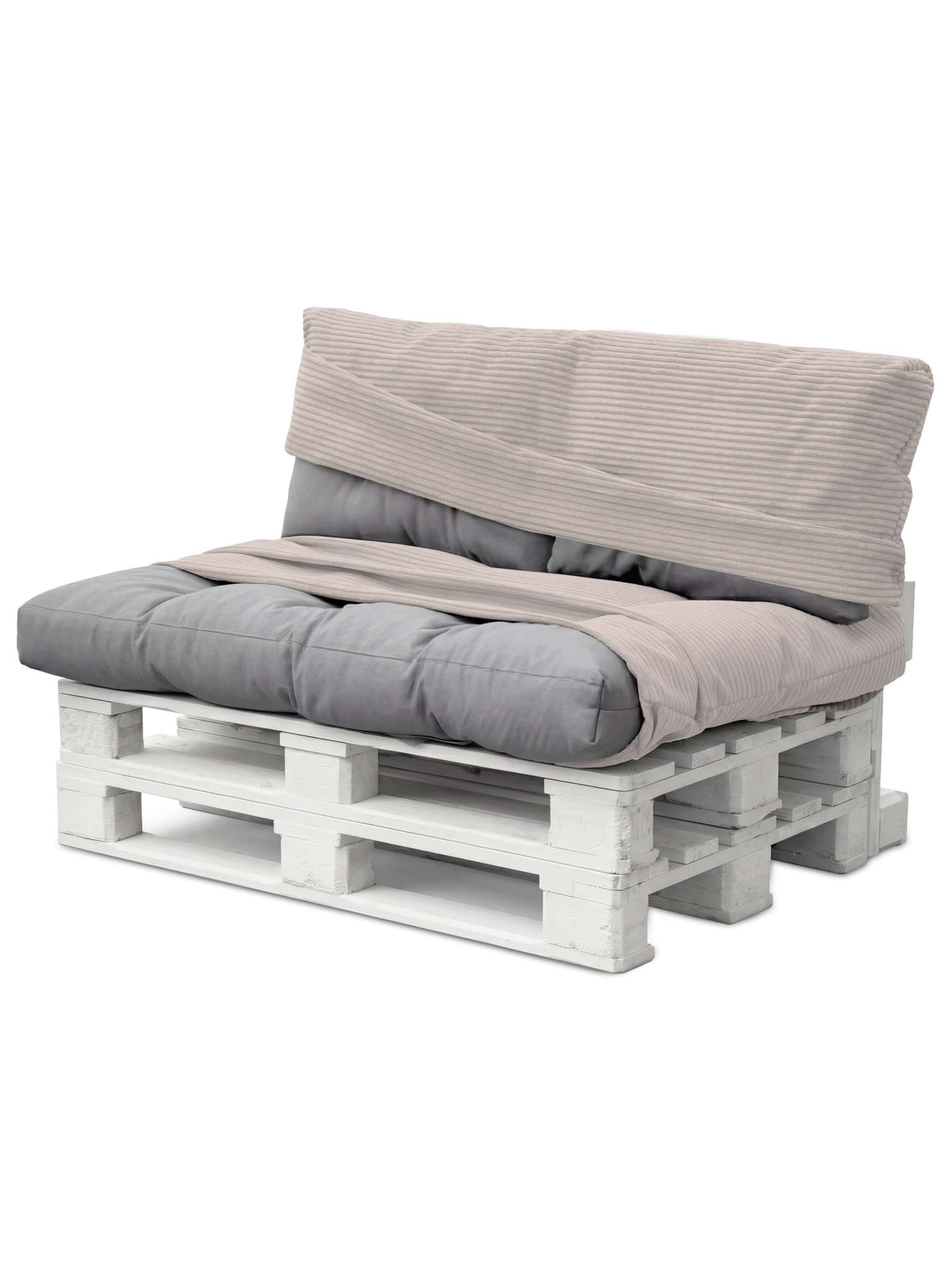 Bild von Palettenkissenbezüge 2-teilig aus Streifen-Flanell „Melfi“ Taupe