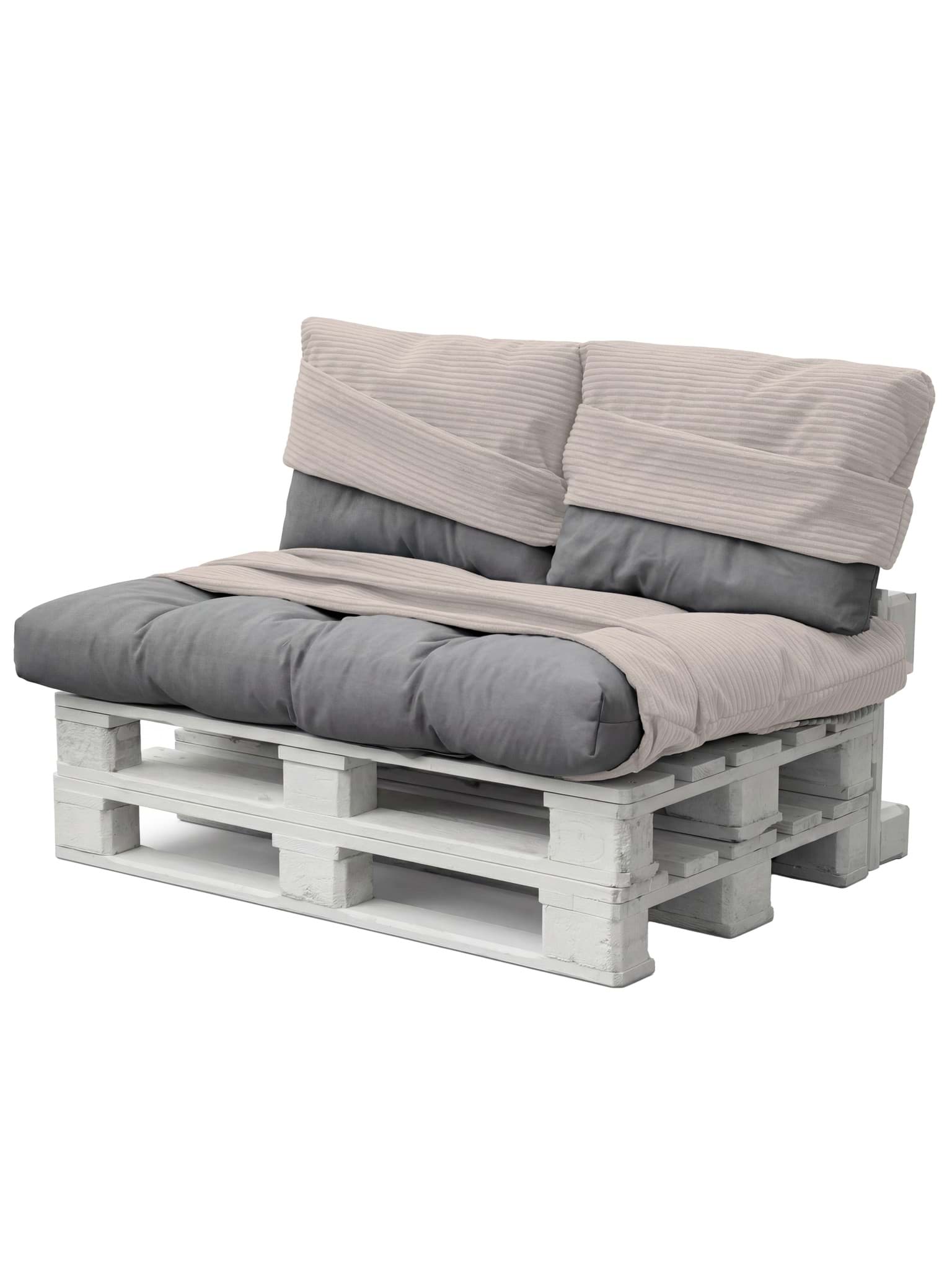 Bild von Palettenkissenbezüge 3-teilig aus Streifen-Flanell „Maratea“ Taupe