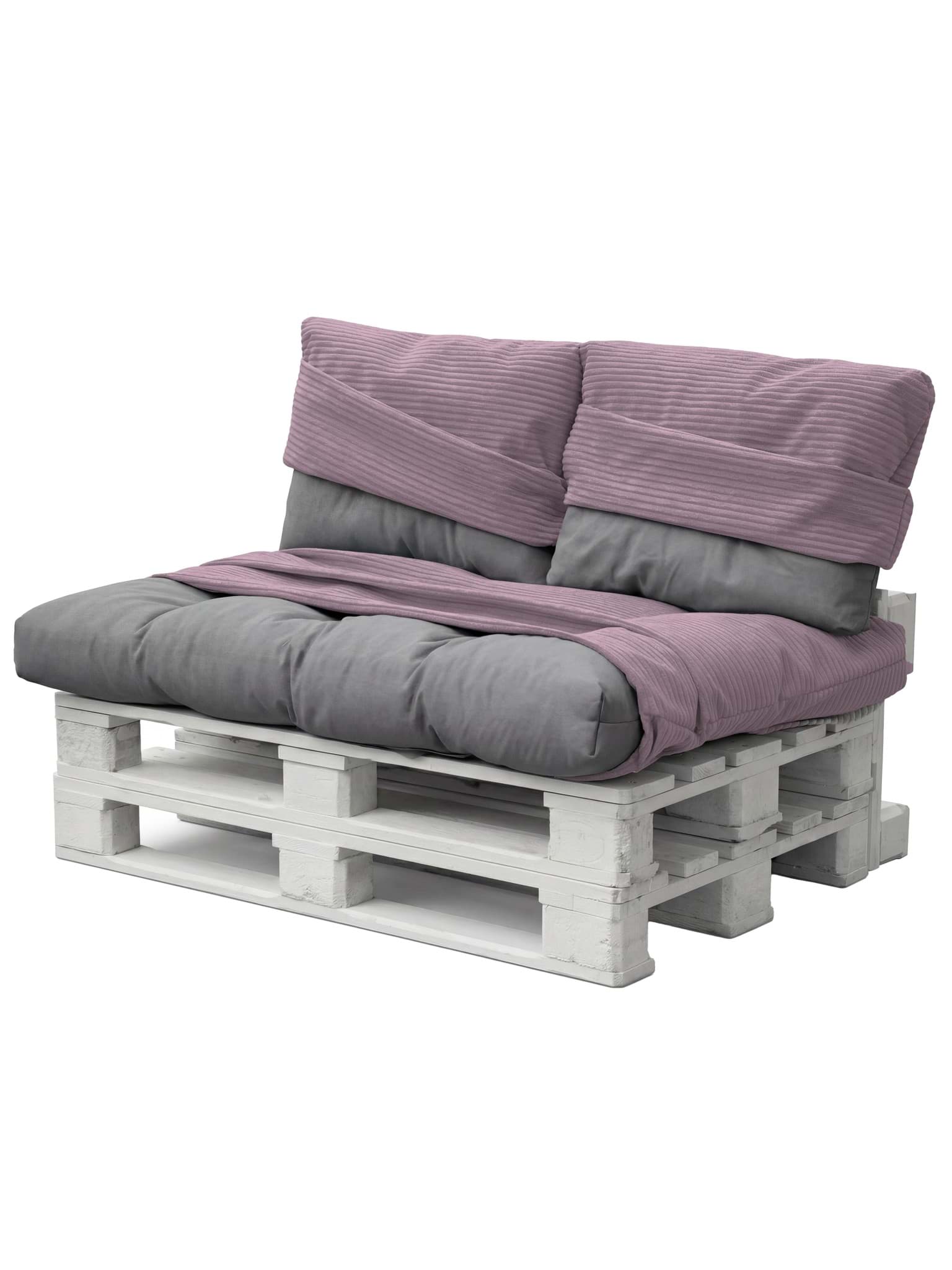 Bild von Palettenkissenbezüge 3-teilig aus Streifen-Flanell „Maratea“ Rosa