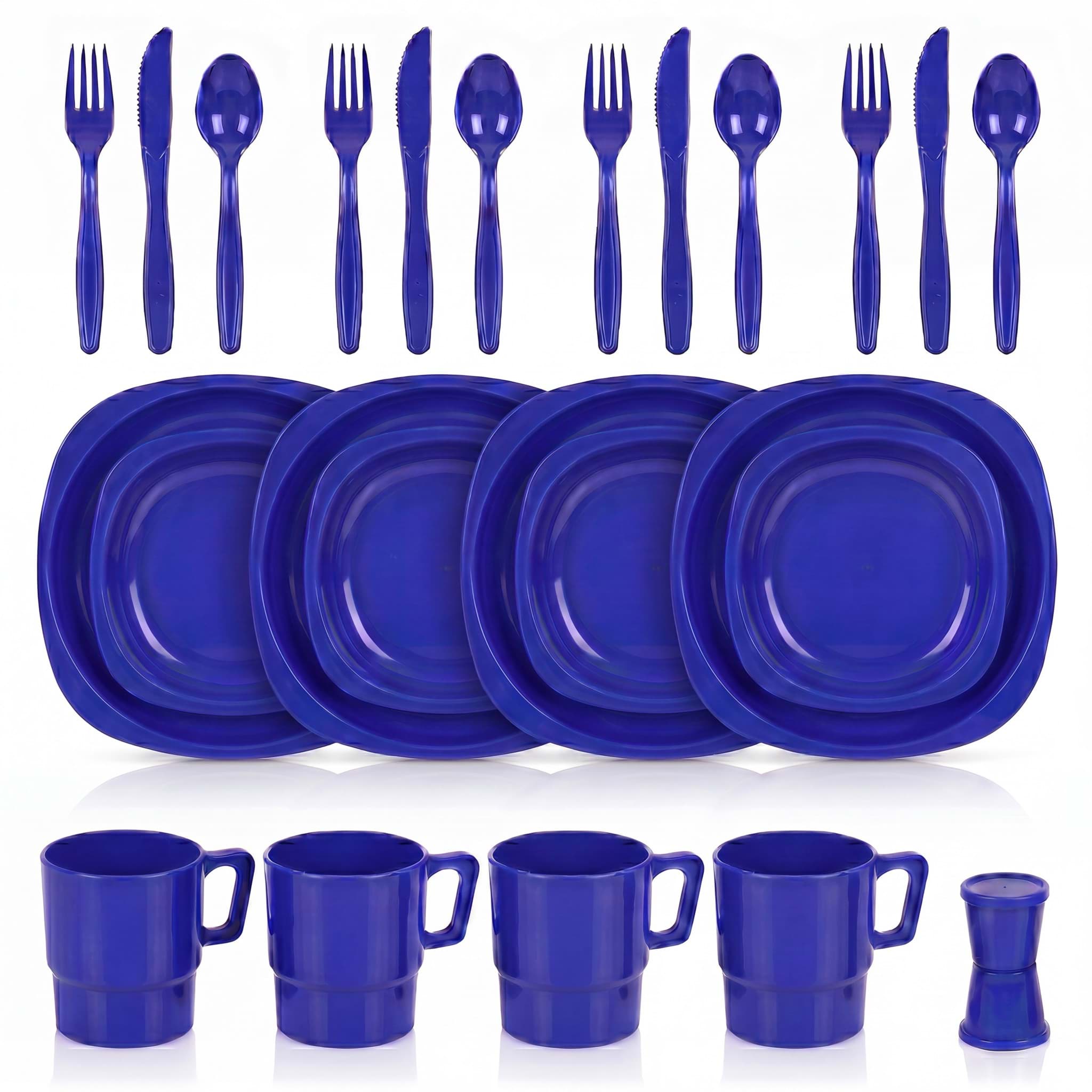 Bild von Camping Geschirr 26-teilig Blau