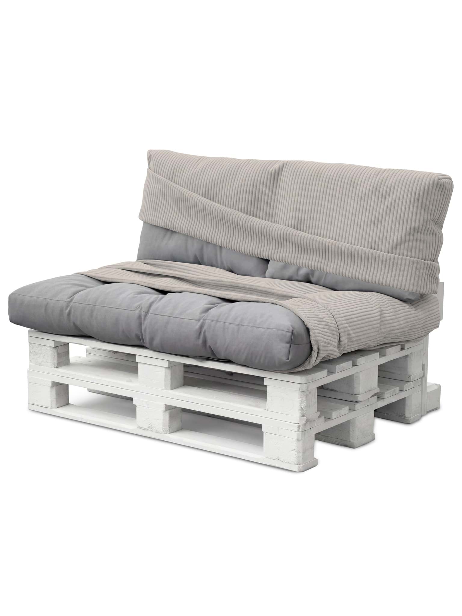 Bild von Palettenkissenbezüge 2-teilig aus Streifen-Flanell „Melfi“ Taupe
