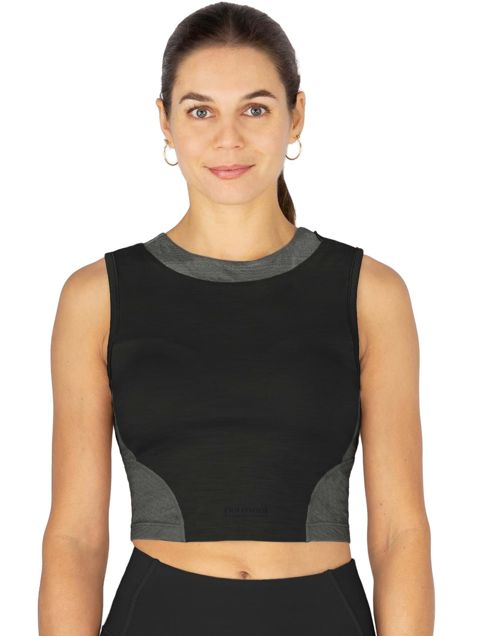 Bild von Damen Merino Crop Top „Portsea“ Schwarz