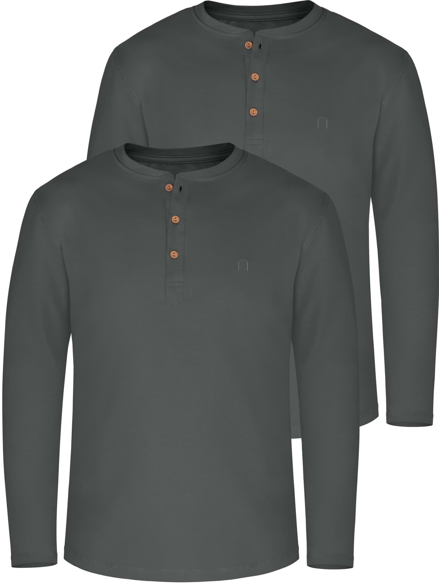 Bild von 2er Set Herren Langarm Shirts aus Bio-Baumwolle „Neuville“ Anthrazit