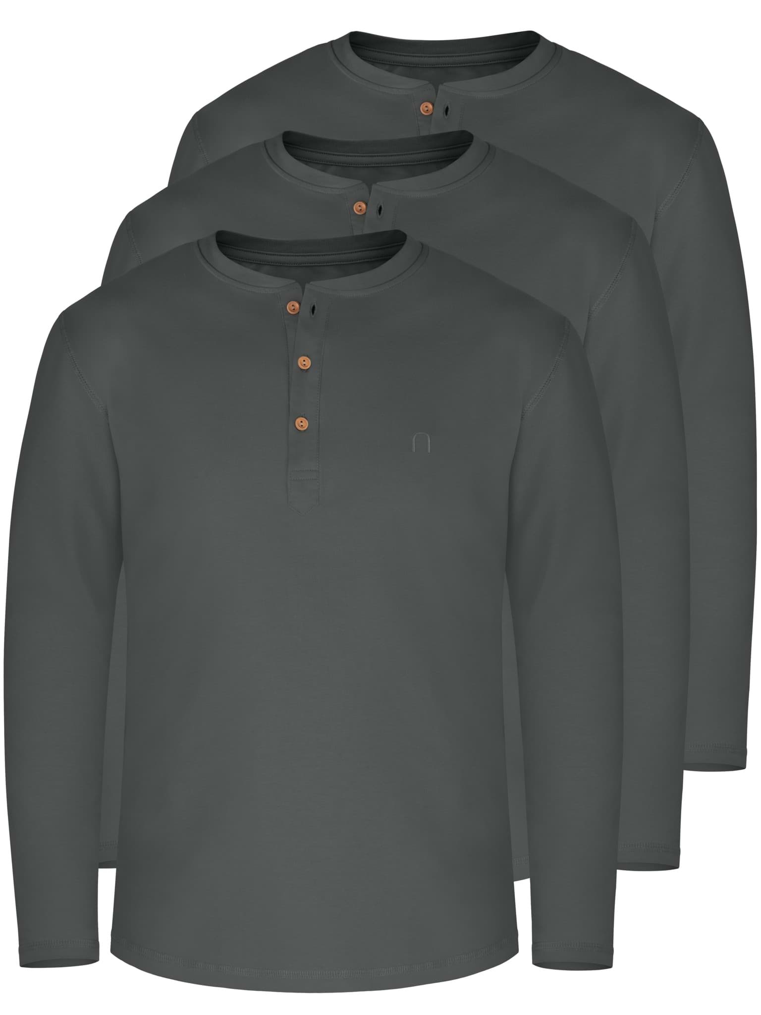 Bild von 3er Set Herren Langarm Shirts aus Bio-Baumwolle „Neuville“ Anthrazit