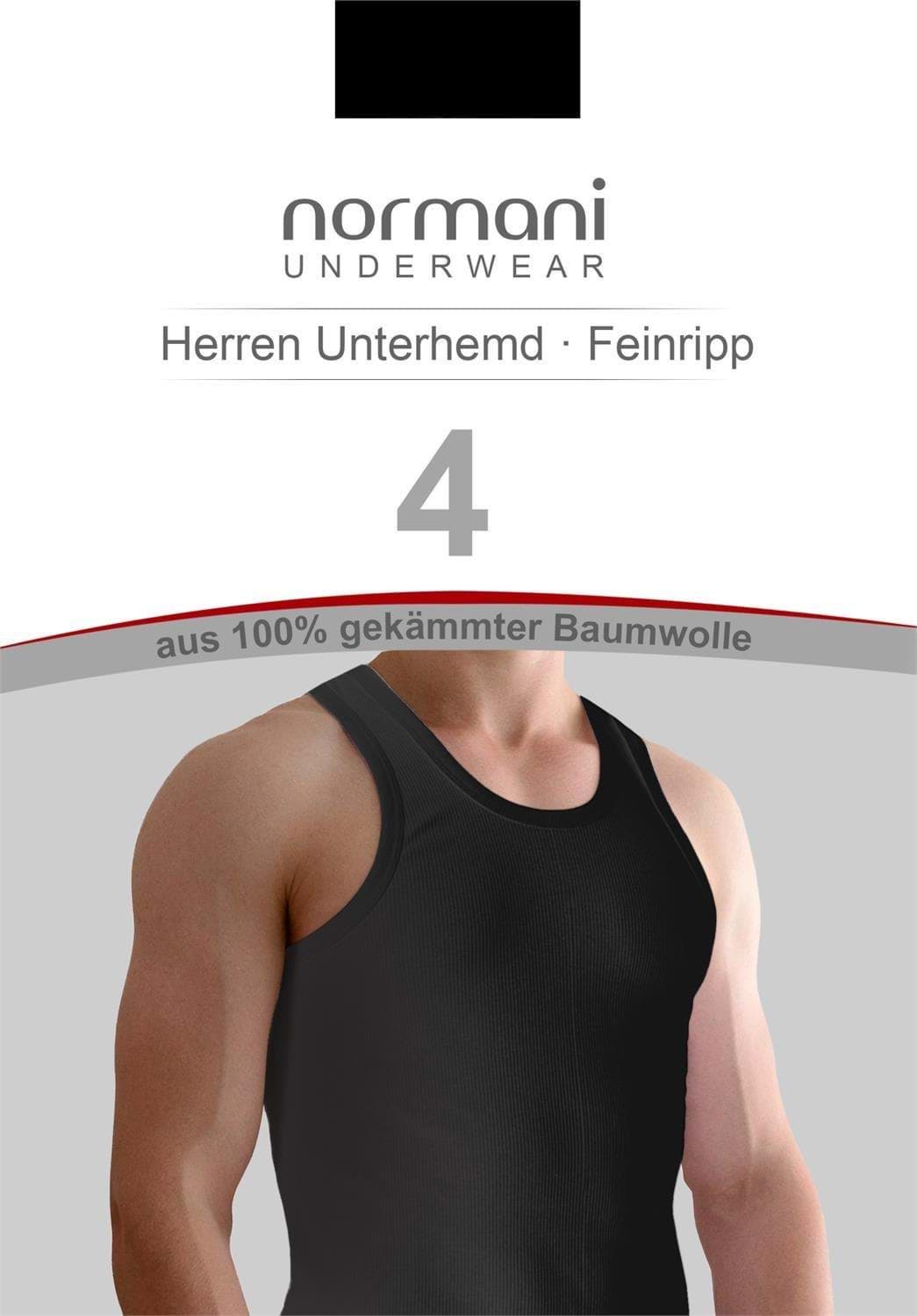 normani.de. 4 Stück Herren-Unterhemd Feinripp Schwarz