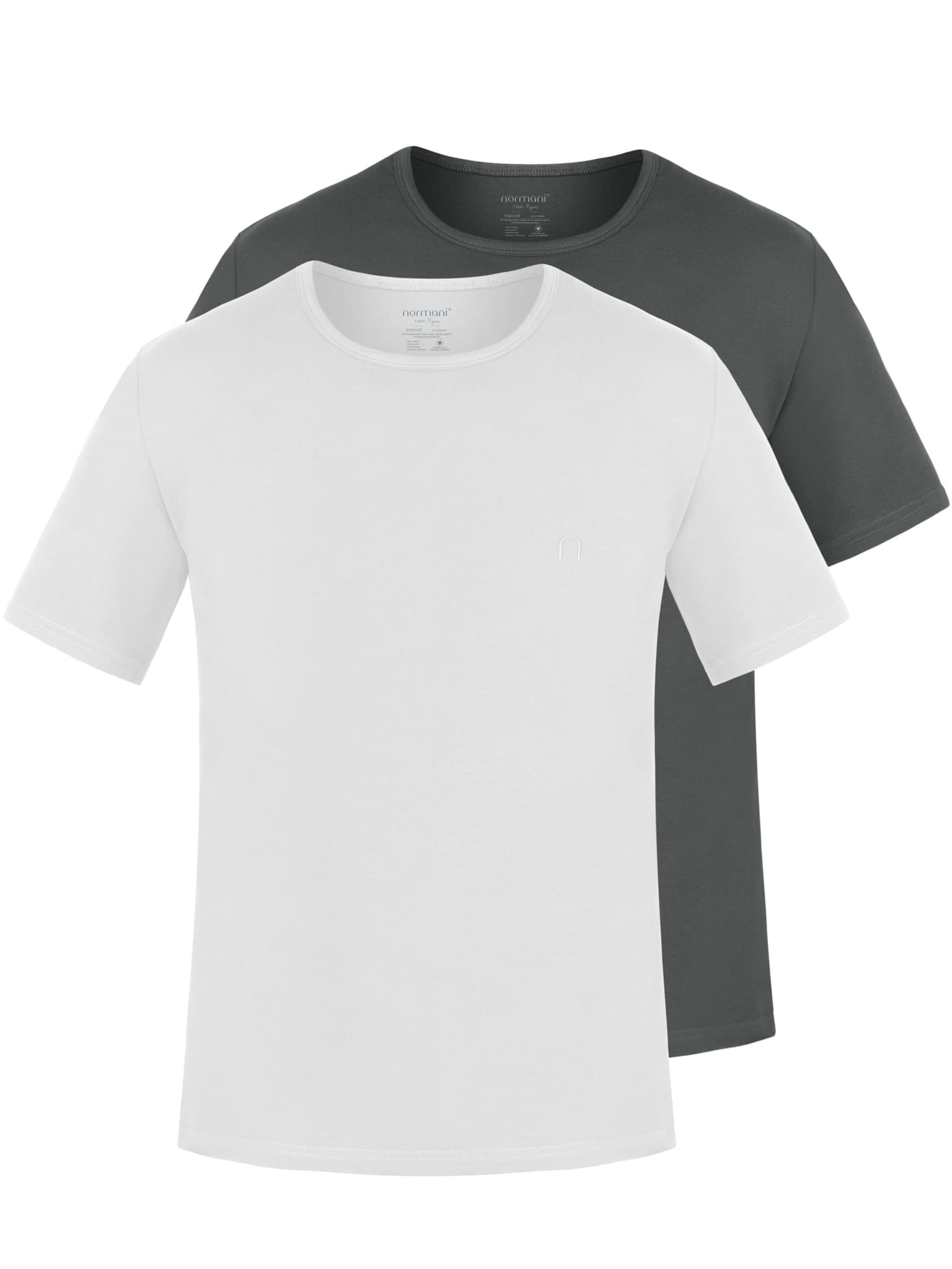 Bild von 2er Set Herren T-Shirts aus Bio-Baumwolle „Nyons“ Anthrazit/Weiß