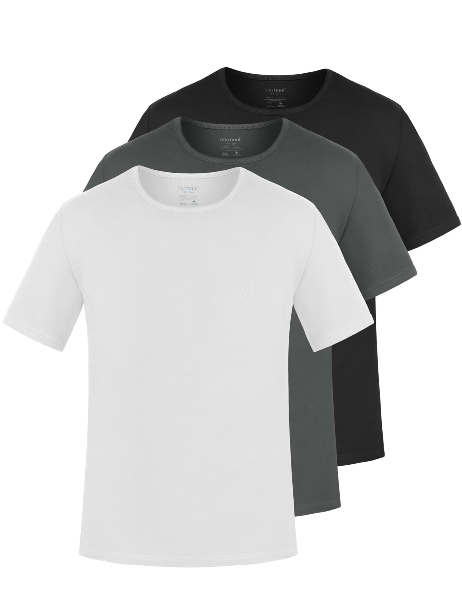 Bild von 3er Set Herren T-Shirts aus Bio-Baumwolle „Nyons“ Schwarz/Anthrazit/Weiß