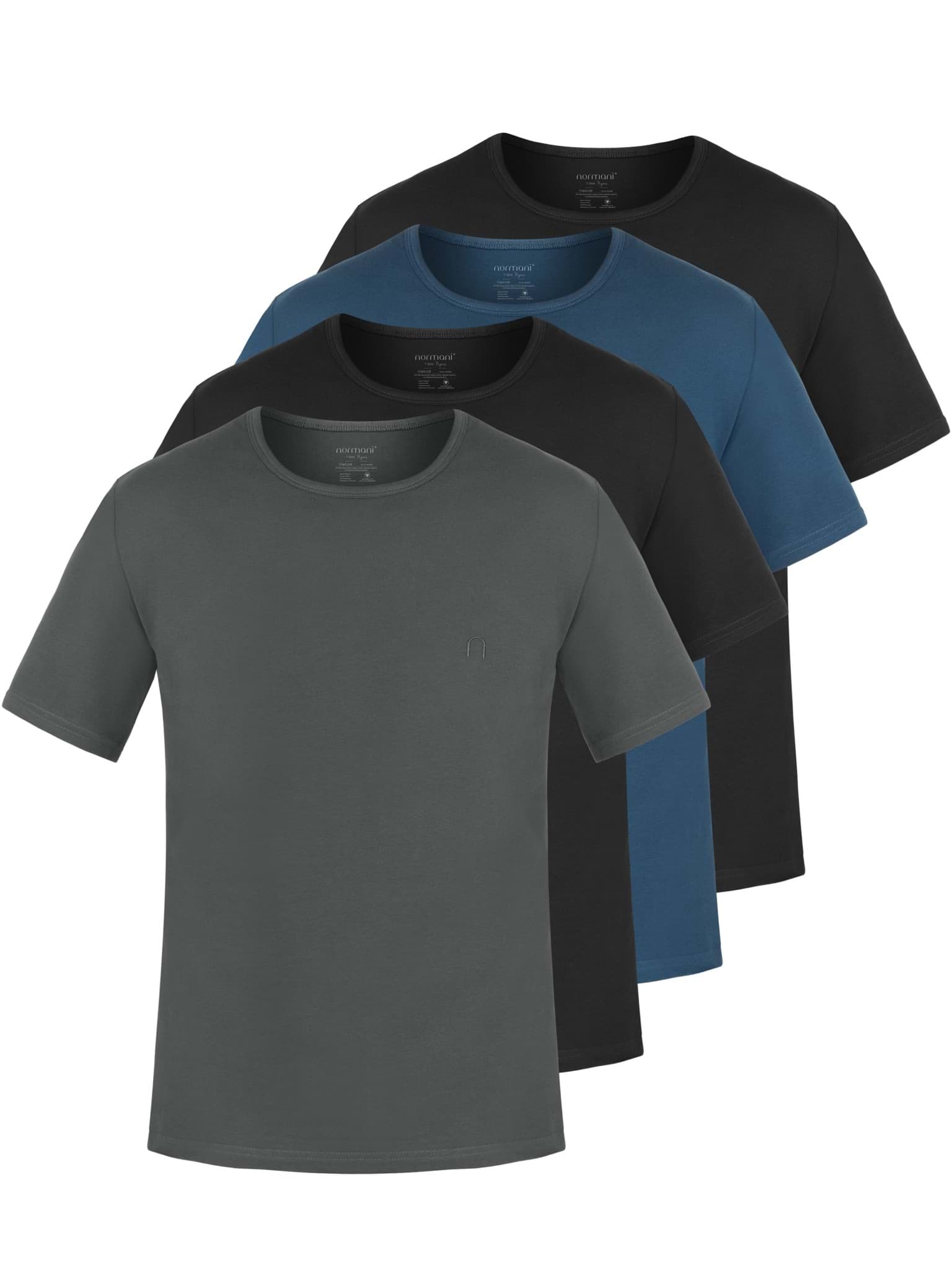 Bild von 4er Set Herren T-Shirts aus Bio-Baumwolle „Nyons“ Schwarz/Schwarz/Anthrazit/Marine