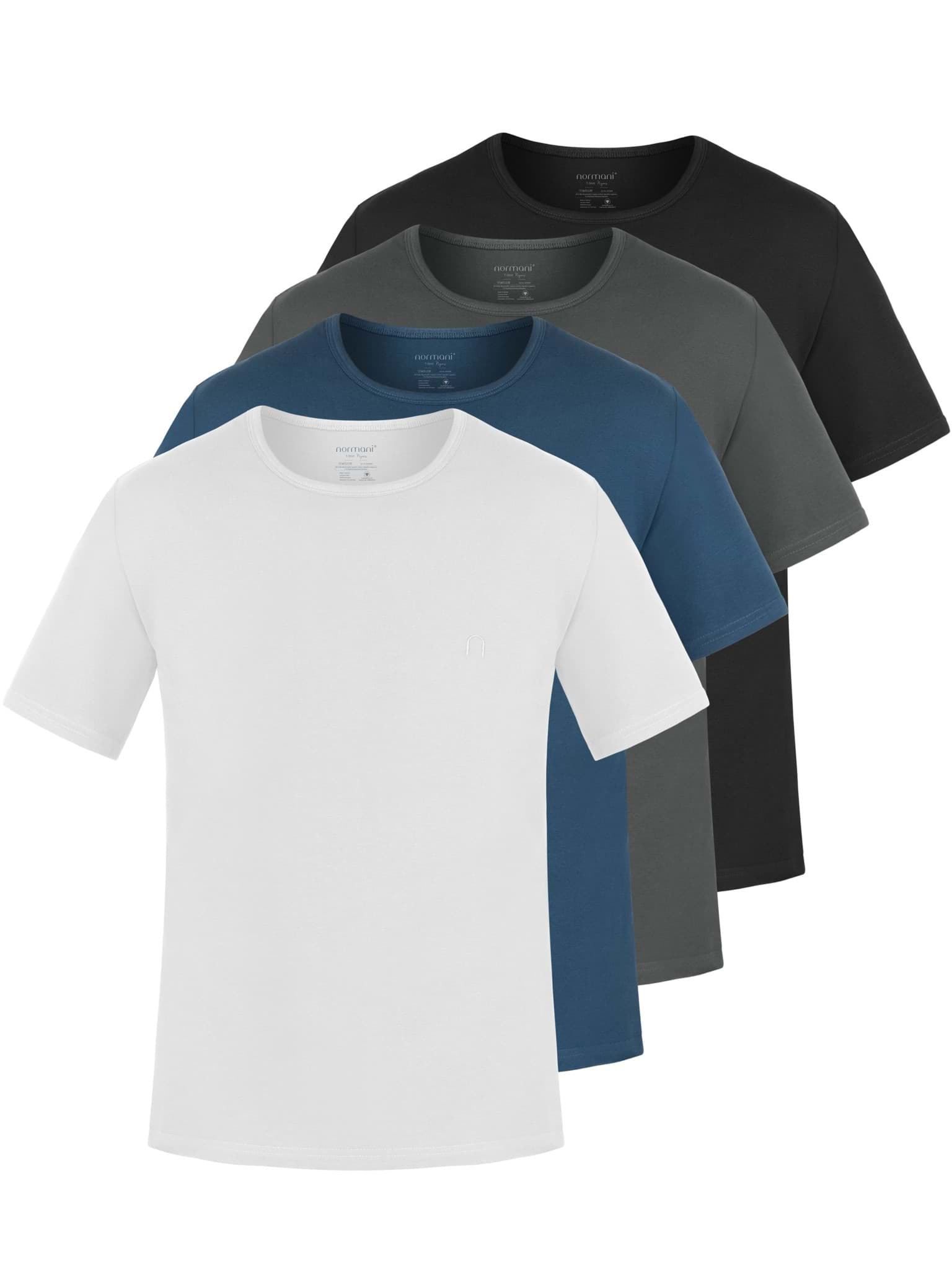 Bild von 4er Set Herren T-Shirts aus Bio-Baumwolle „Nyons“ Schwarz/Anthrazit/Marine/Weiss