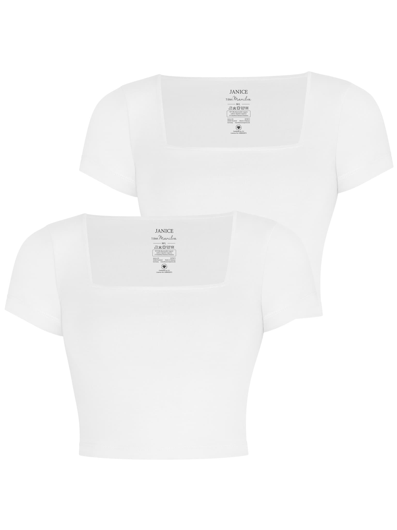 Bild von 2er Set Damen crop Shirt mit eckigem Ausschnitt Weiß