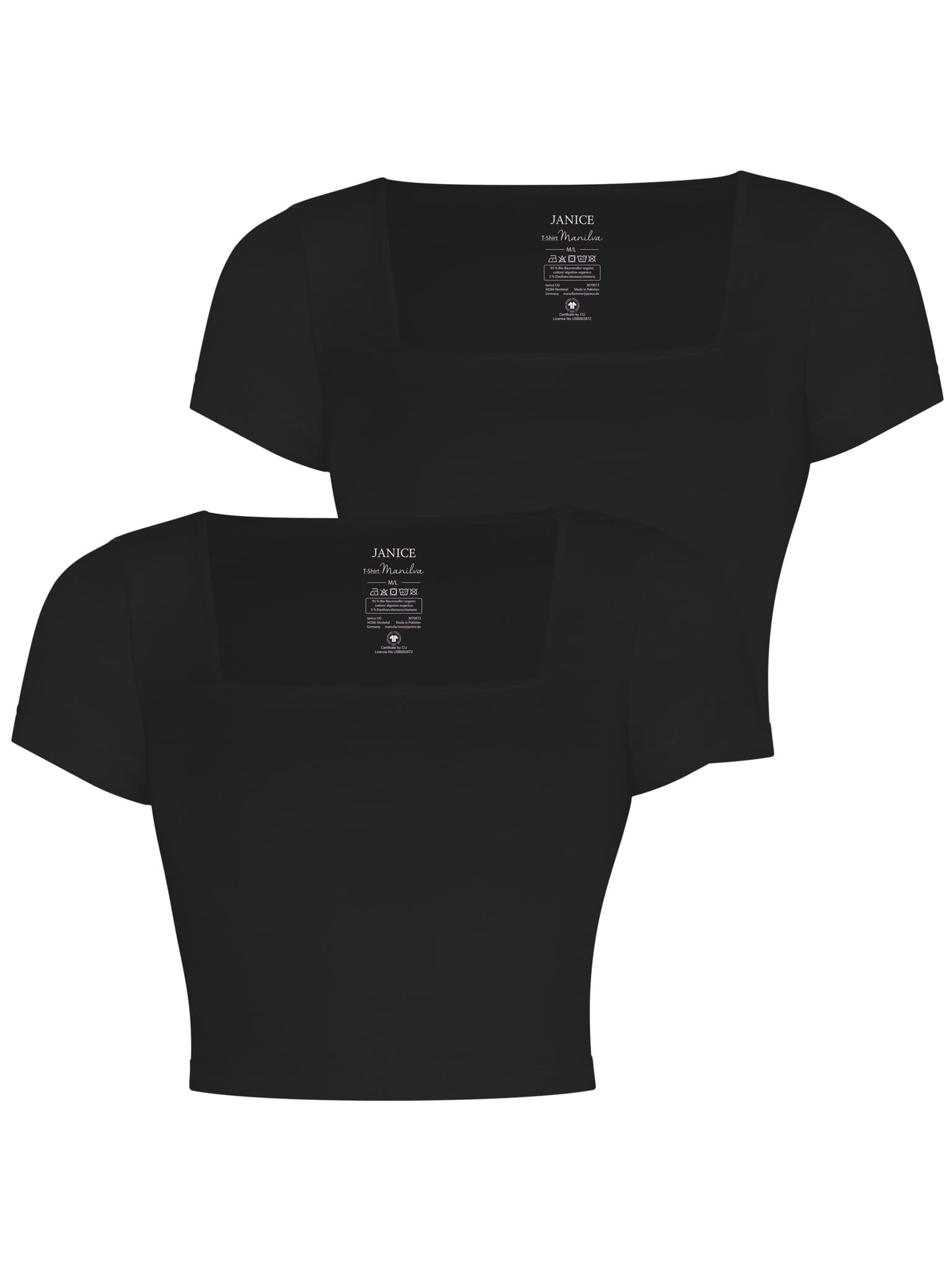 Bild von 2er Set Damen crop Shirt mit eckigem Ausschnitt Schwarz