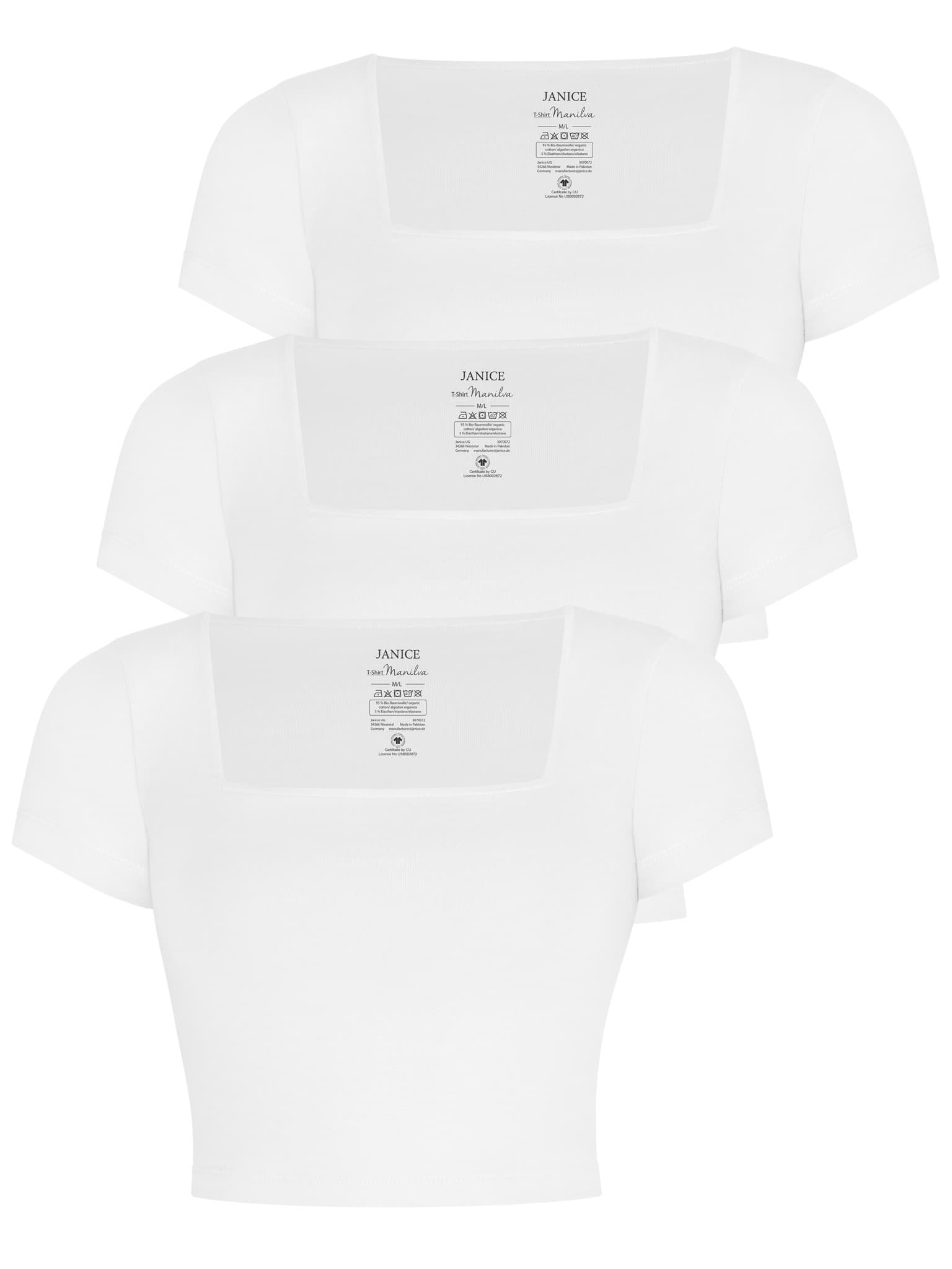 Bild von 3er Set Damen crop Shirt mit eckigem Ausschnitt Weiß