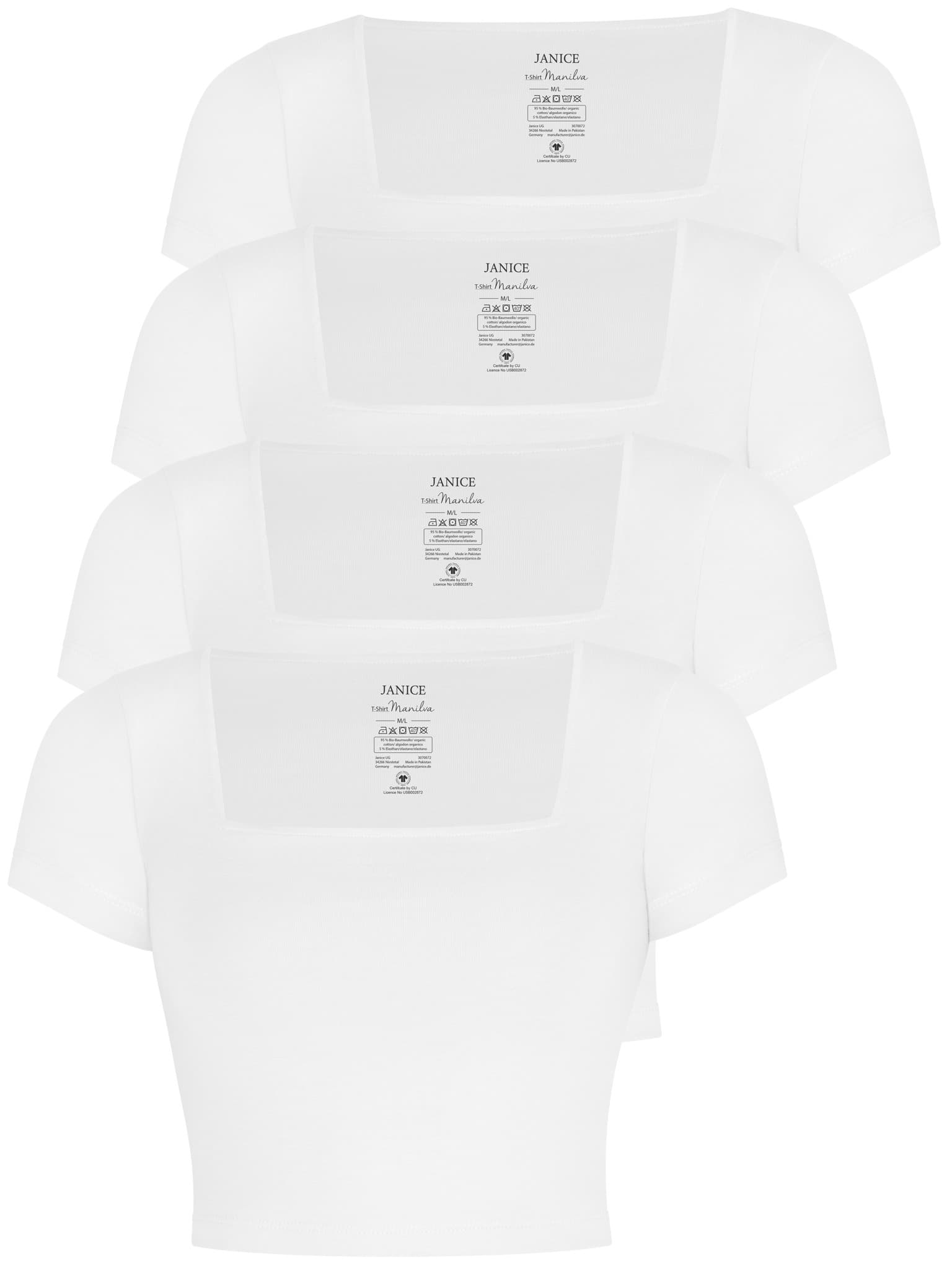 Bild von 4er Set Damen crop Shirt mit eckigem Ausschnitt Weiß