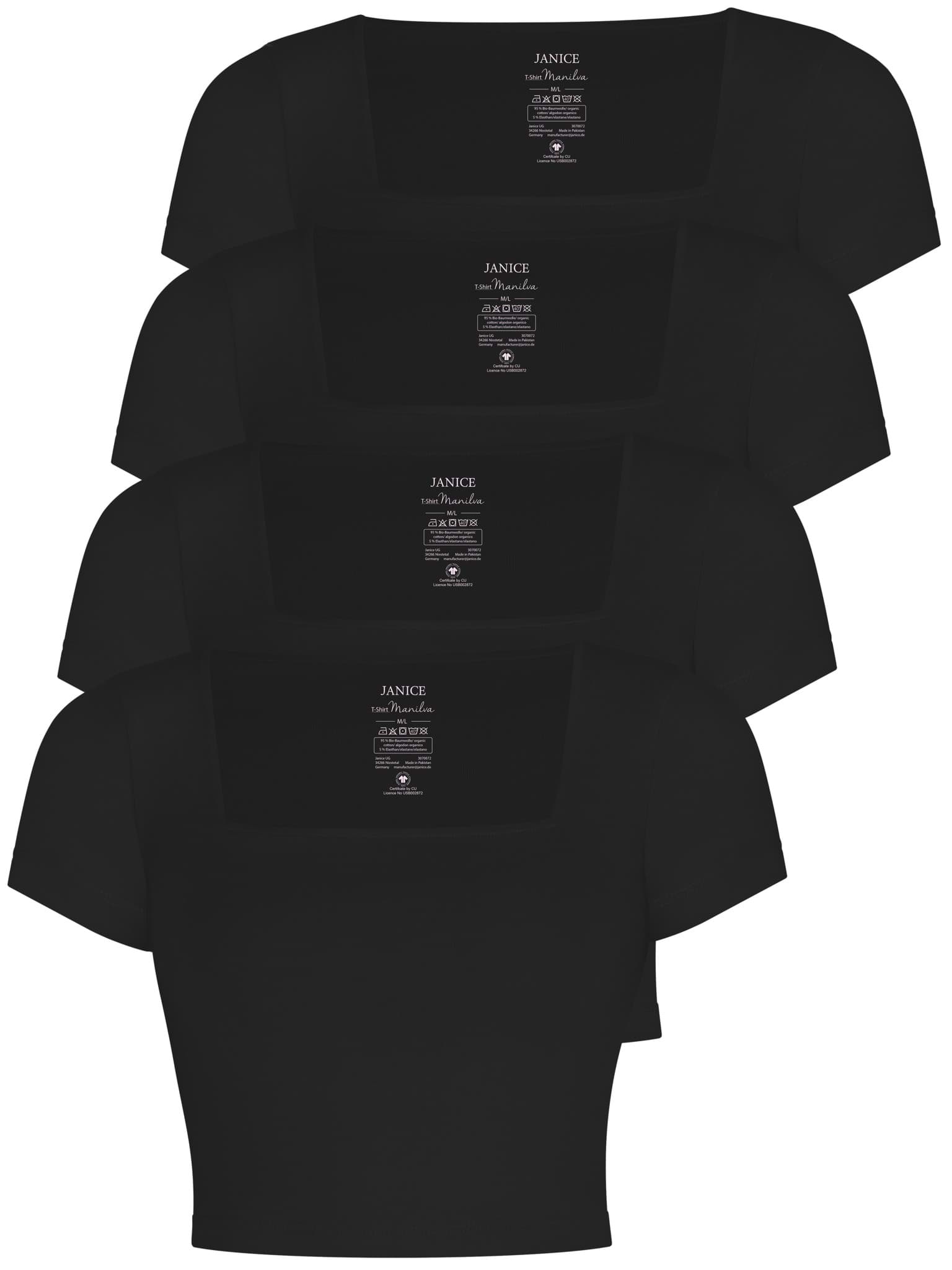 Bild von 4er Set Damen crop Shirt mit eckigem Ausschnitt Schwarz