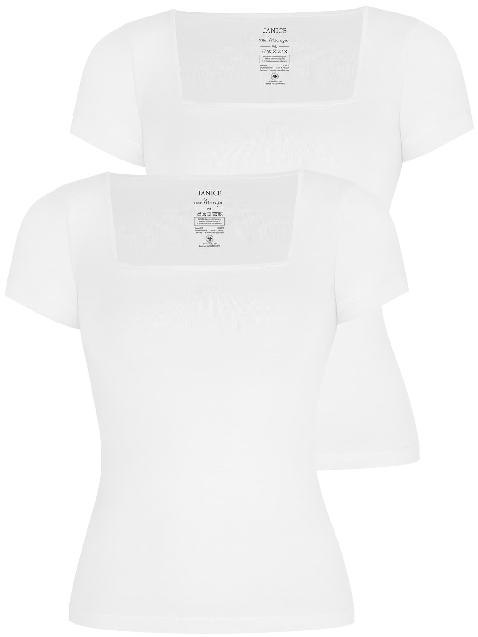 Bild von 2er Set Damen Shirt mit eckigem Ausschnitt Weiß