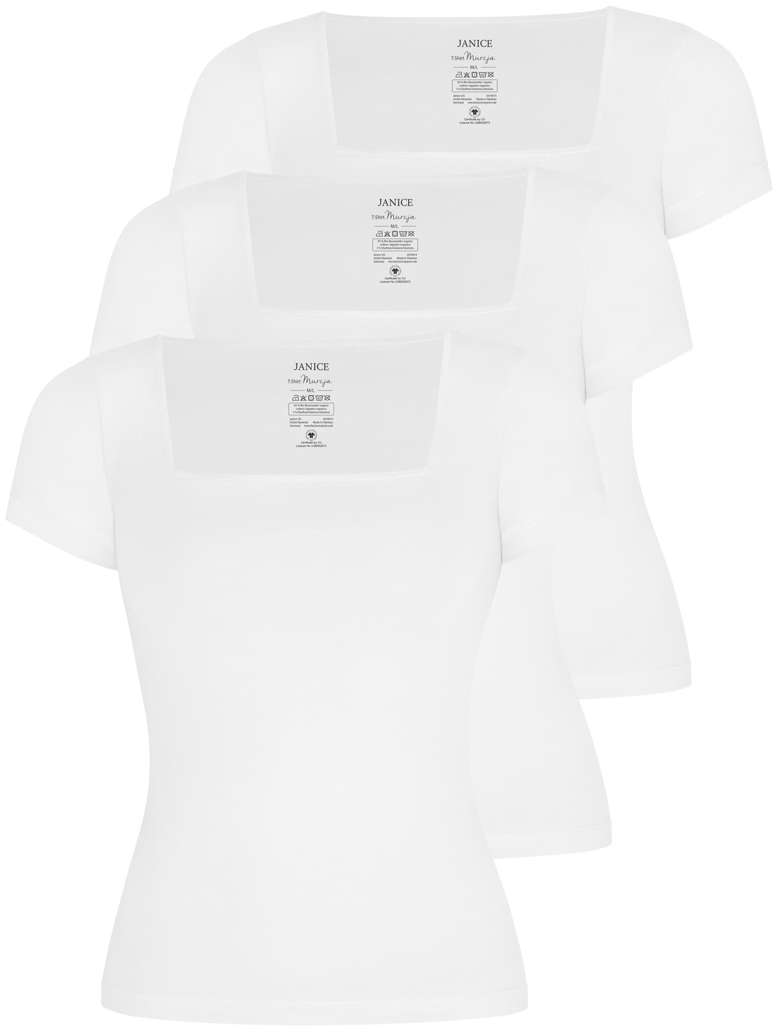 Bild von 3er Set Damen Shirt mit eckigem Ausschnitt Weiß