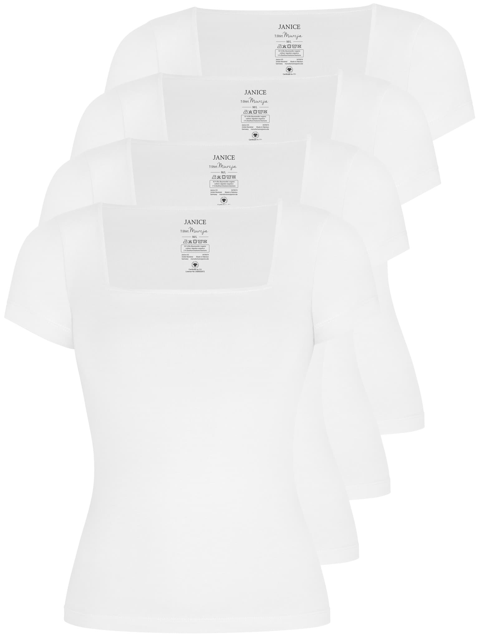 Bild von 4er Set Damen Shirt mit eckigem Ausschnitt Weiß