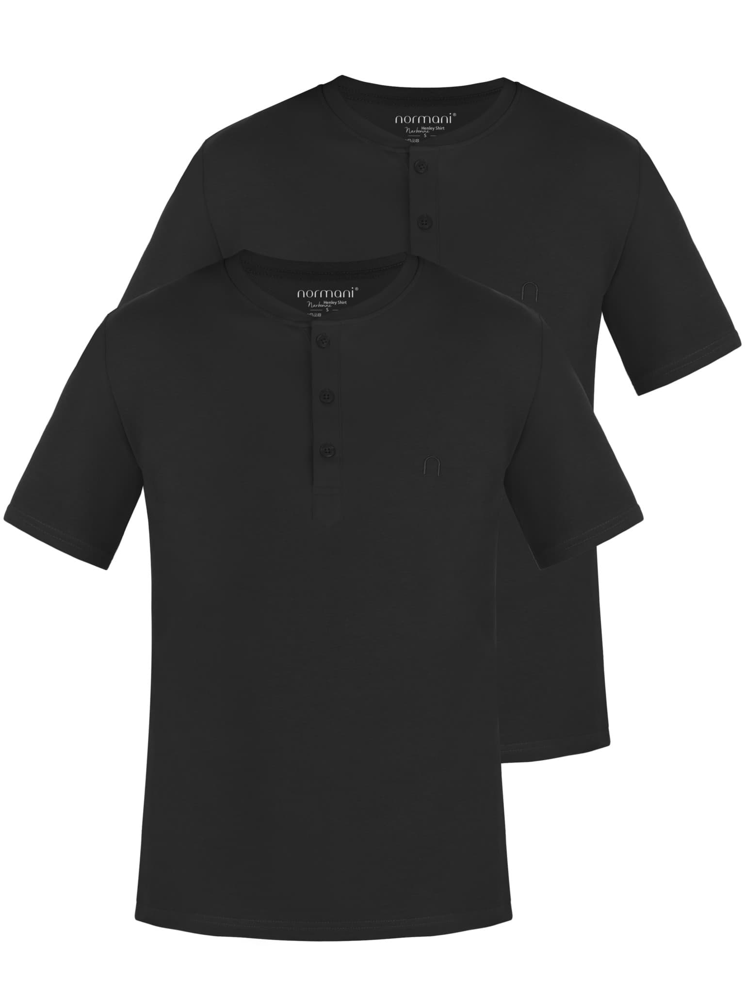 Bild von 2er Set Herren T-Shirt mit Knopfleiste Schwarz