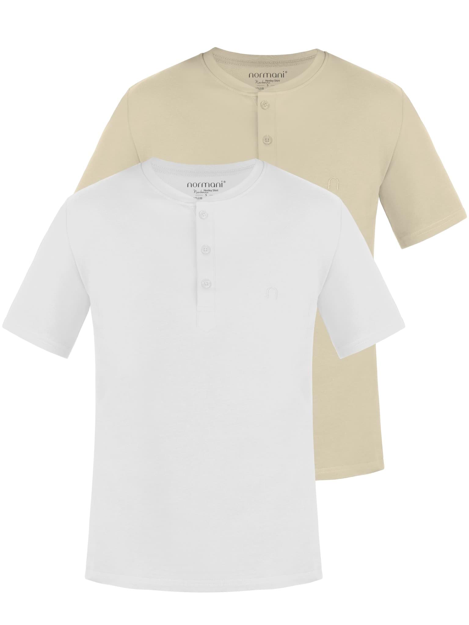 Bild von 2er Set Herren T-Shirt mit Knopfleiste Beige/Weiß