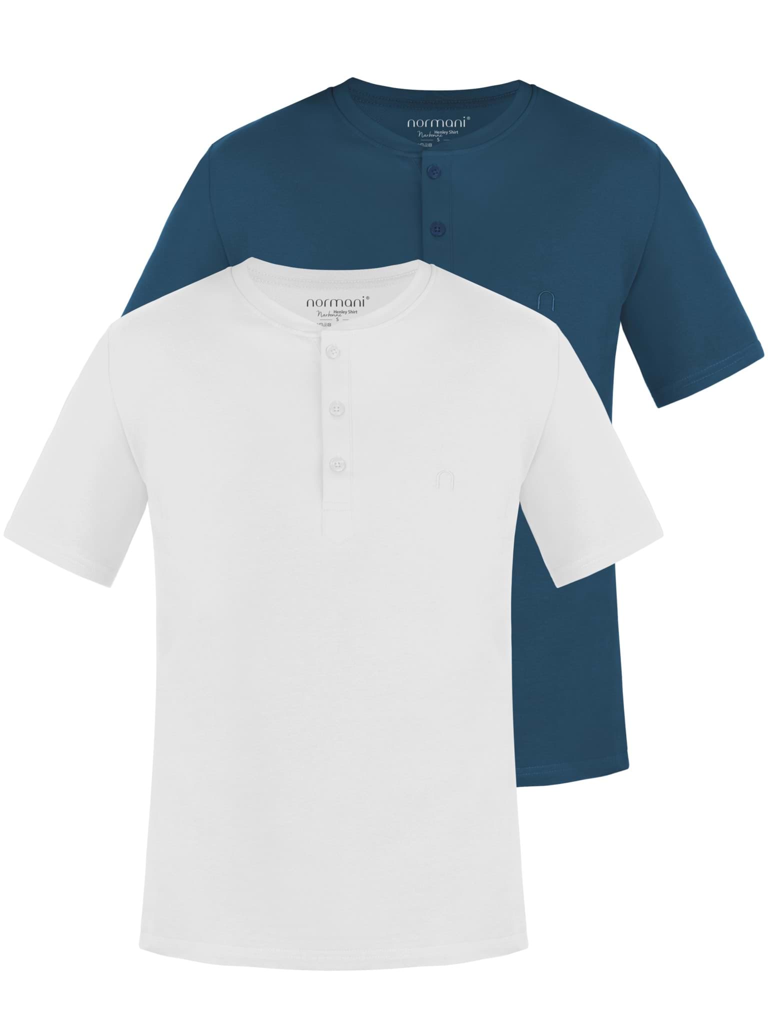 Bild von 2er Set Herren T-Shirt mit Knopfleiste Marine/Weiß