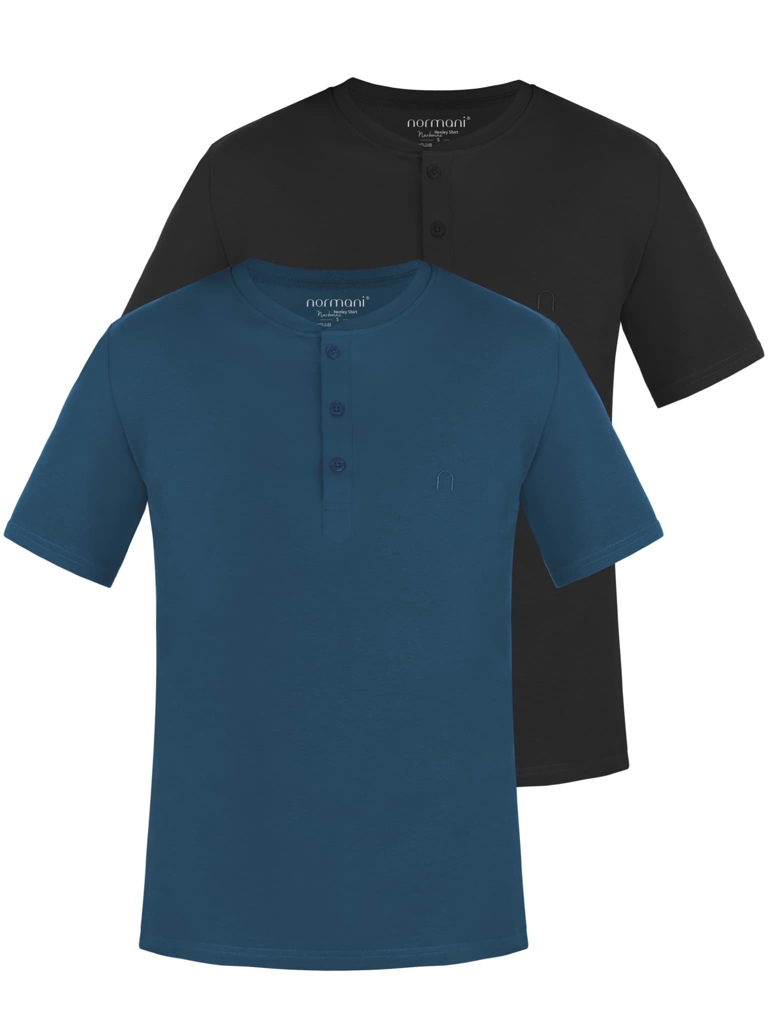 Bild von 2er Set Herren T-Shirt mit Knopfleiste Marine/Schwarz