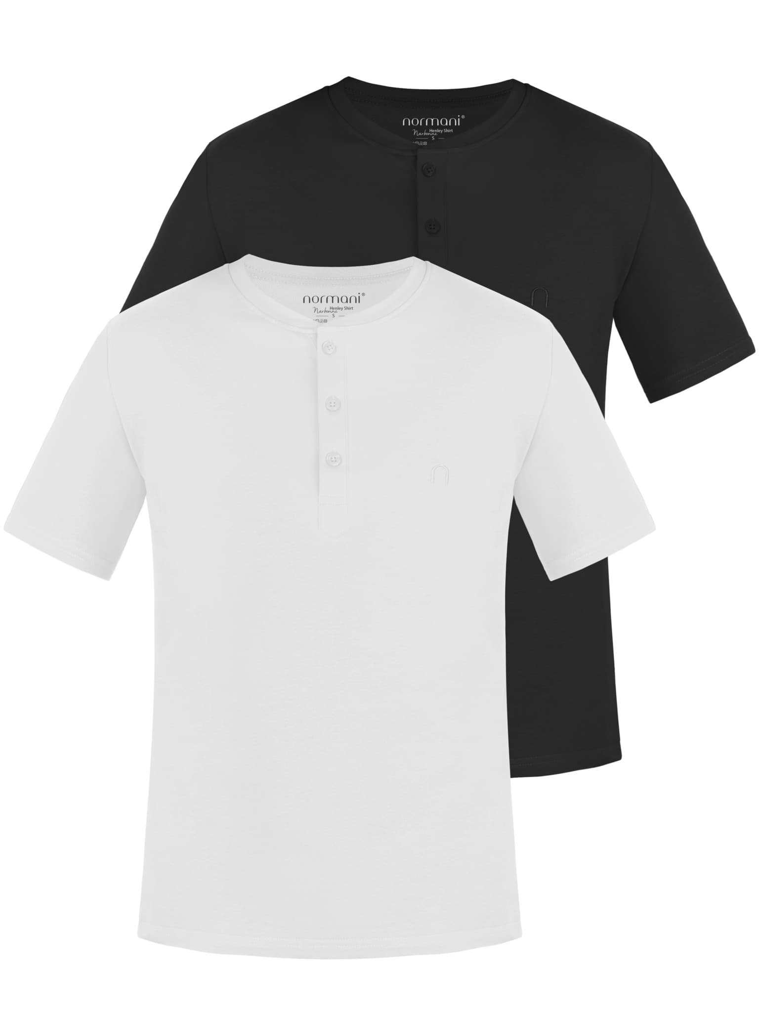 Bild von 2er Set Herren T-Shirt mit Knopfleiste Schwarz/Weiß