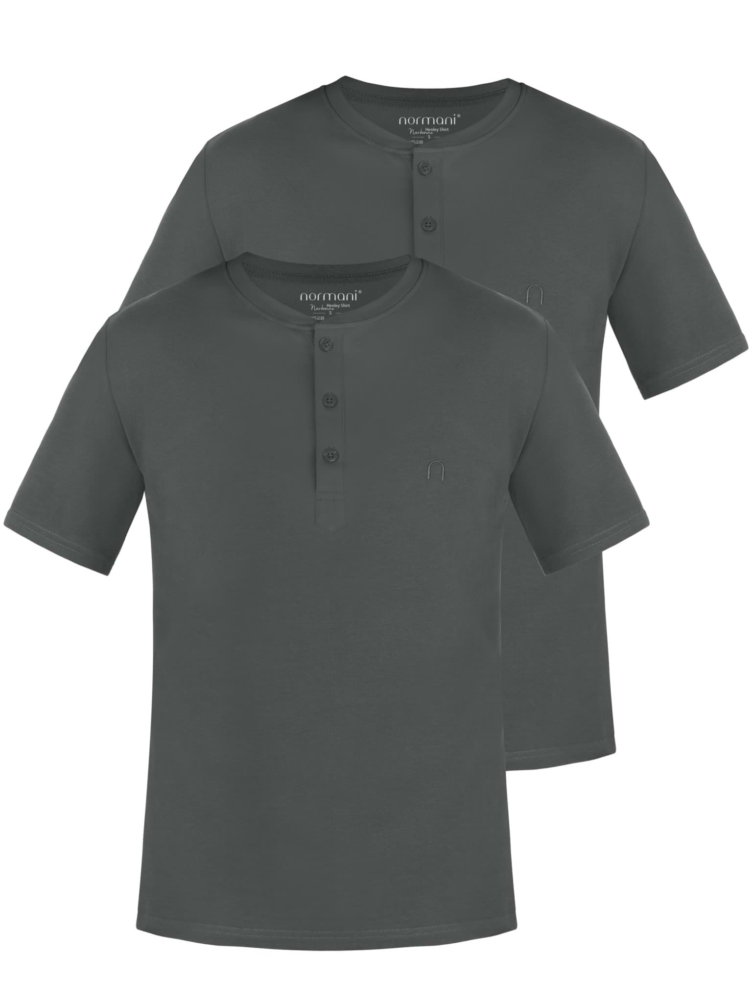 Bild von 2er Set Herren T-Shirt mit Knopfleiste Anthrazit