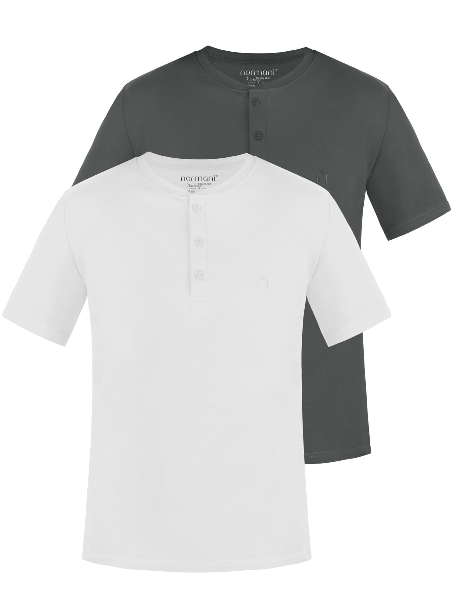 Bild von 2er Set Herren T-Shirt mit Knopfleiste Anthrazit/Weiß