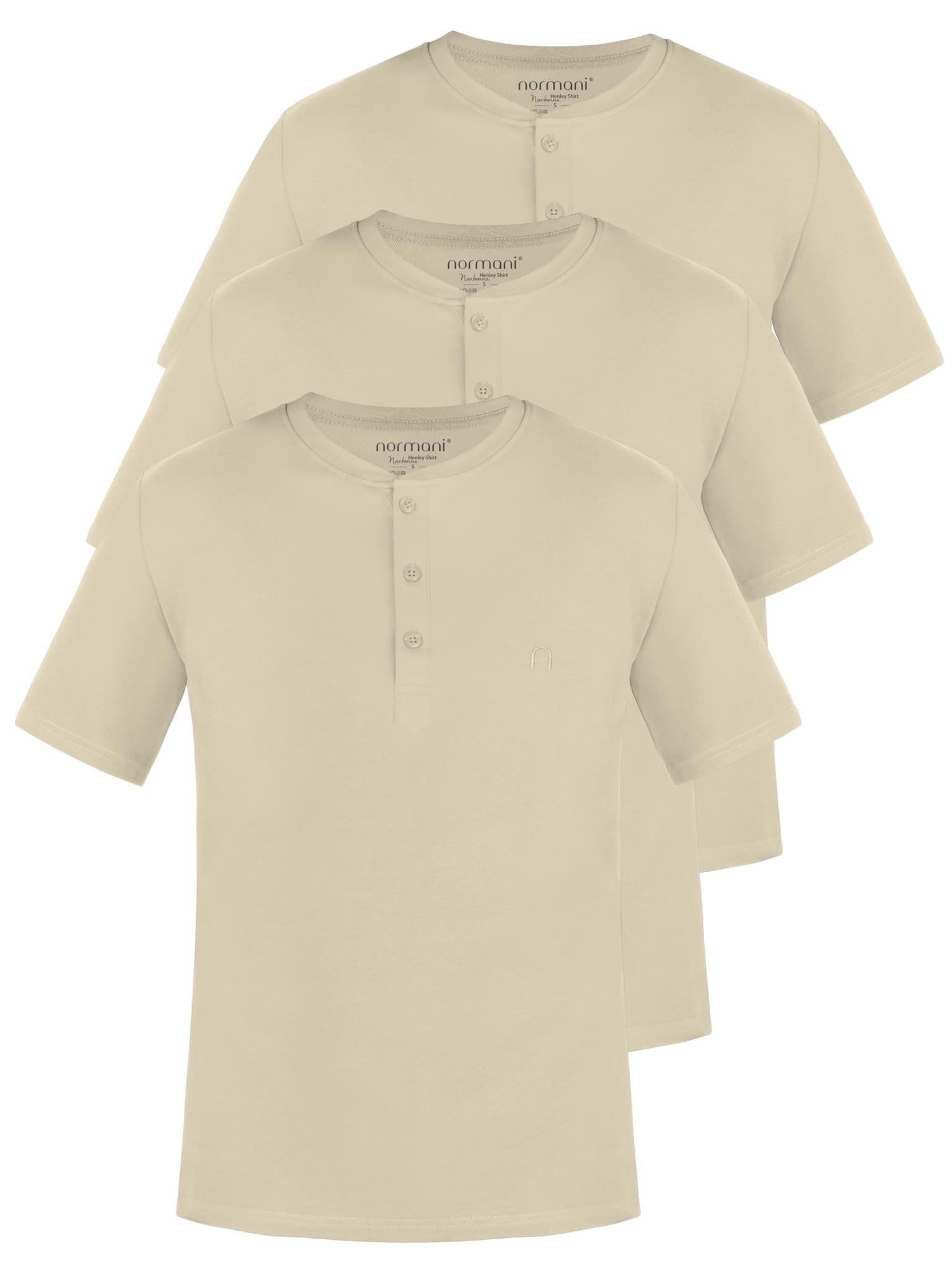 Bild von 3er Set Herren T-Shirt mit Knopfleiste Beige