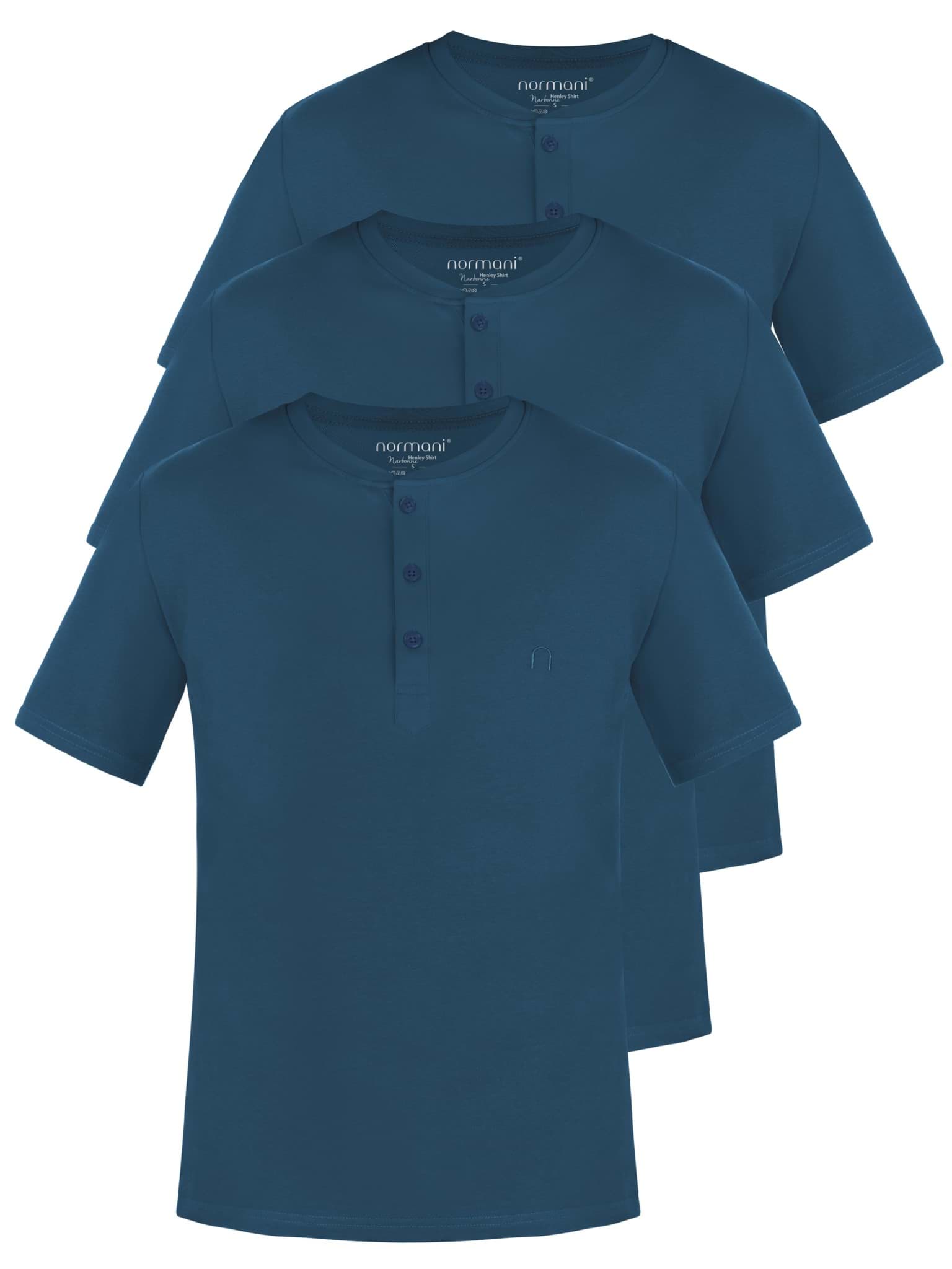 Bild von 3er Set Herren T-Shirt mit Knopfleiste Marine