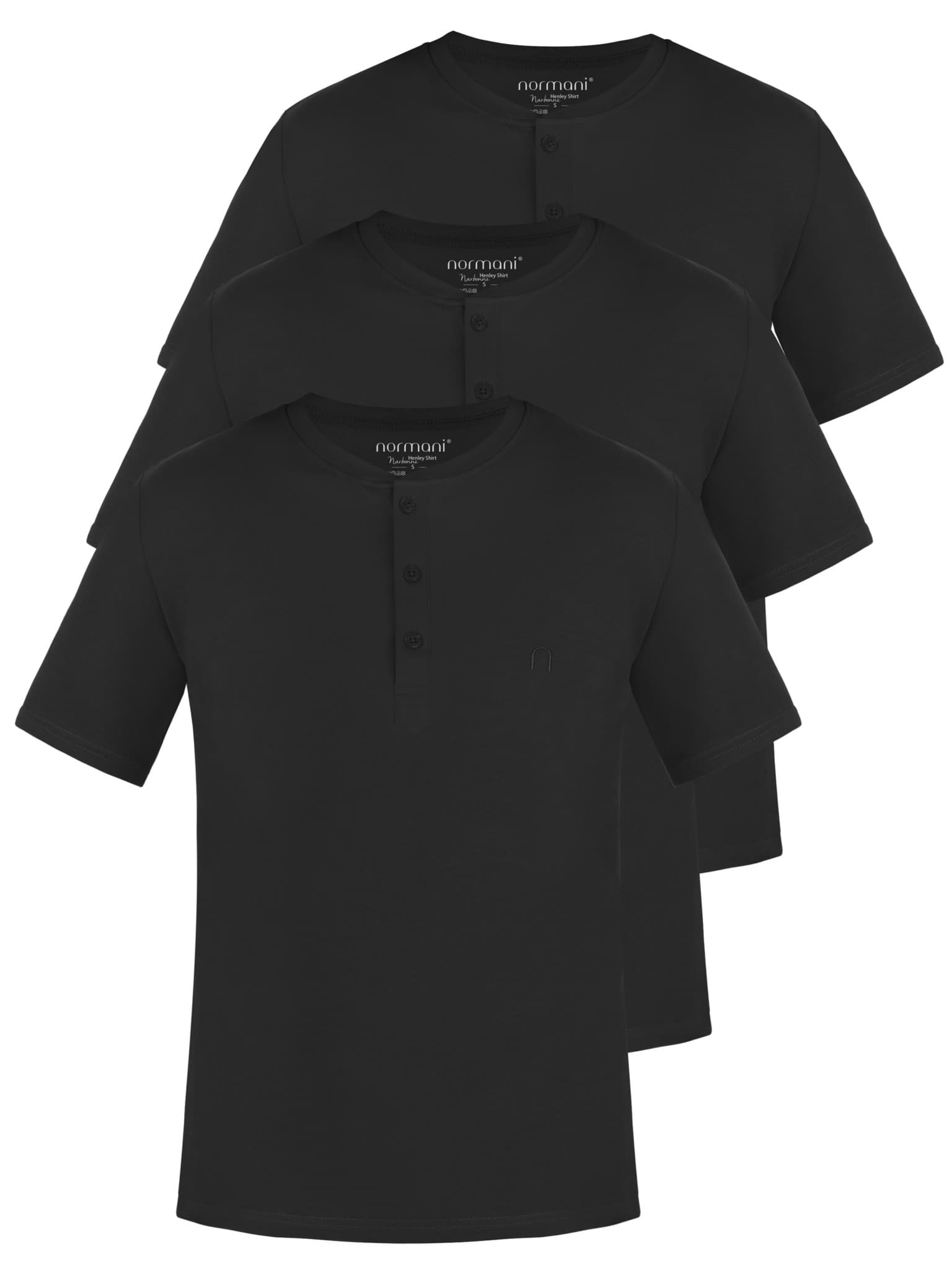 Bild von 3er Set Herren T-Shirt mit Knopfleiste Schwarz