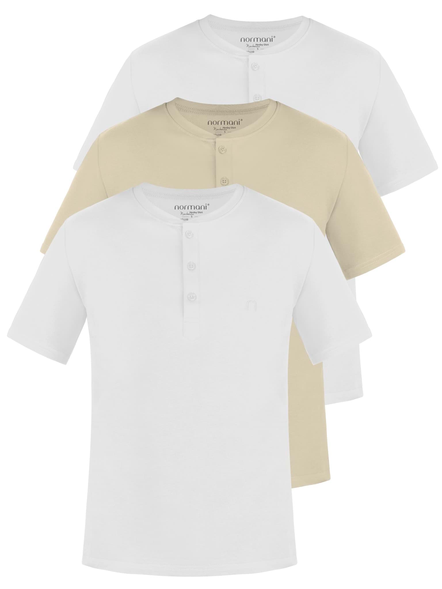 Bild von 3er Set Herren T-Shirt mit Knopfleiste Beige/Weiß/Weiß