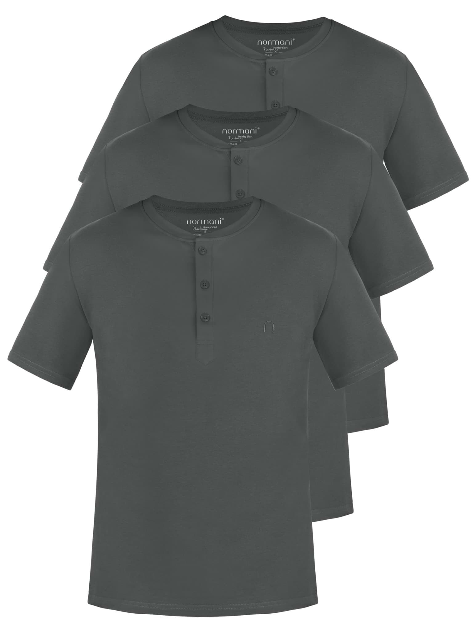 Bild von 3er Set Herren T-Shirt mit Knopfleiste Anthrazit