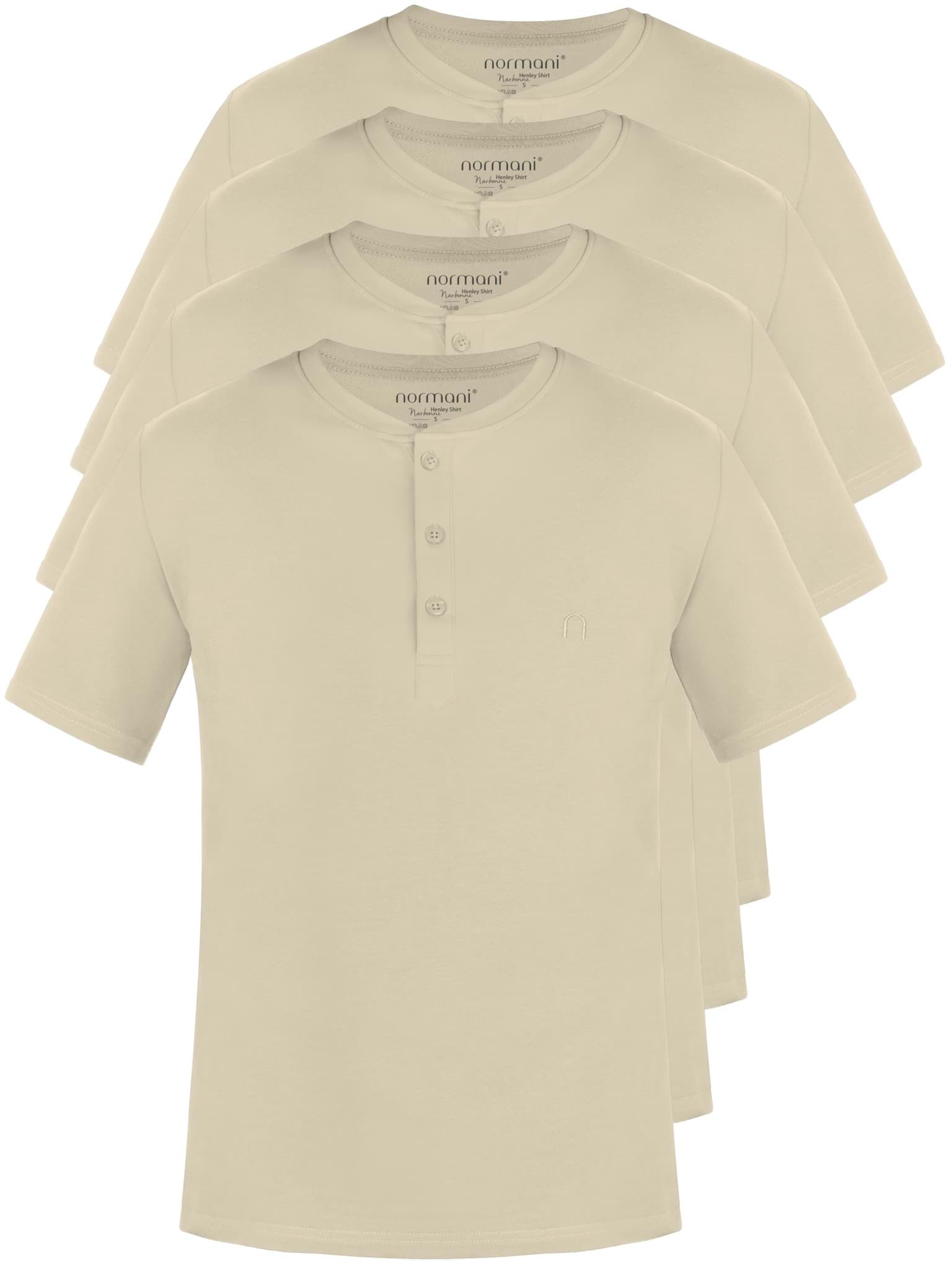 Bild von 4er Set Herren T-Shirt mit Knopfleiste Beige