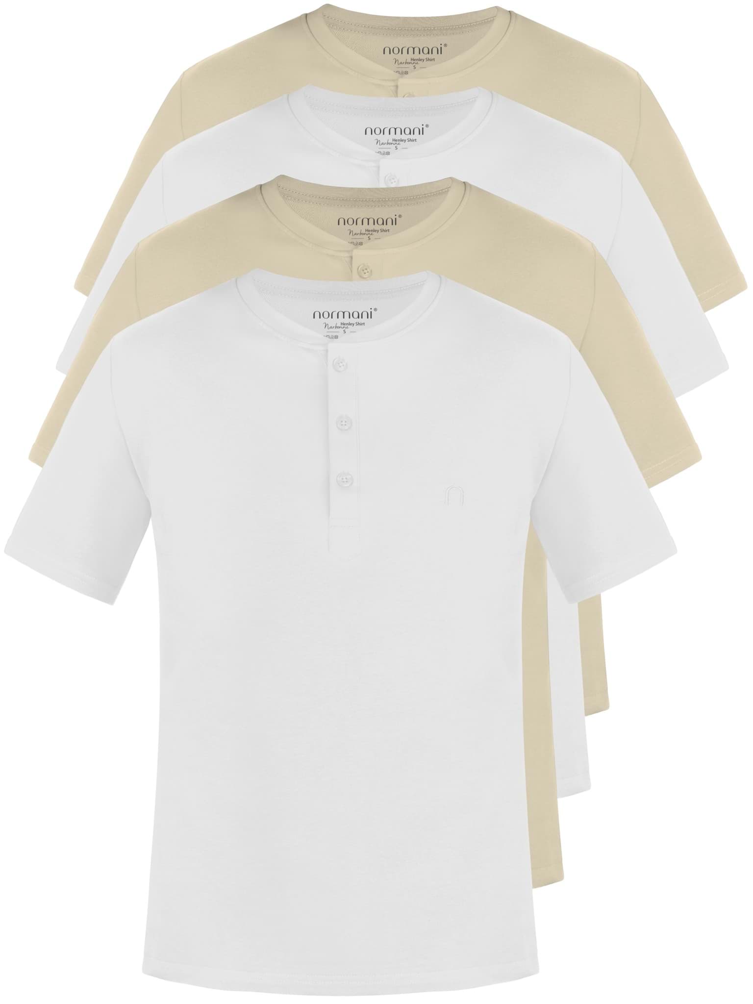 Bild von 4er Set Herren T-Shirt mit Knopfleiste Beige/Beige/Weiß/Weiß
