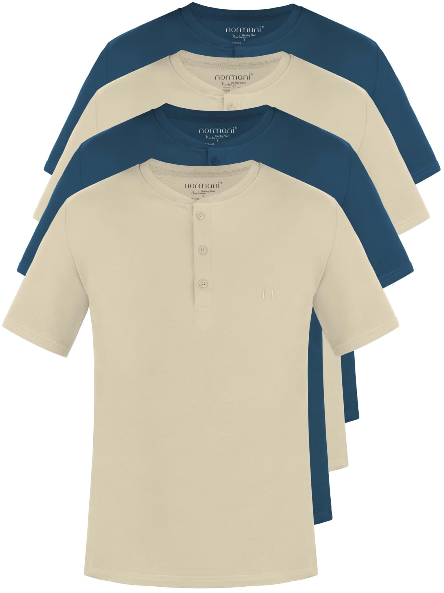 Bild von 4er Set Herren T-Shirt mit Knopfleiste Beige/Beige/Marine/Marine