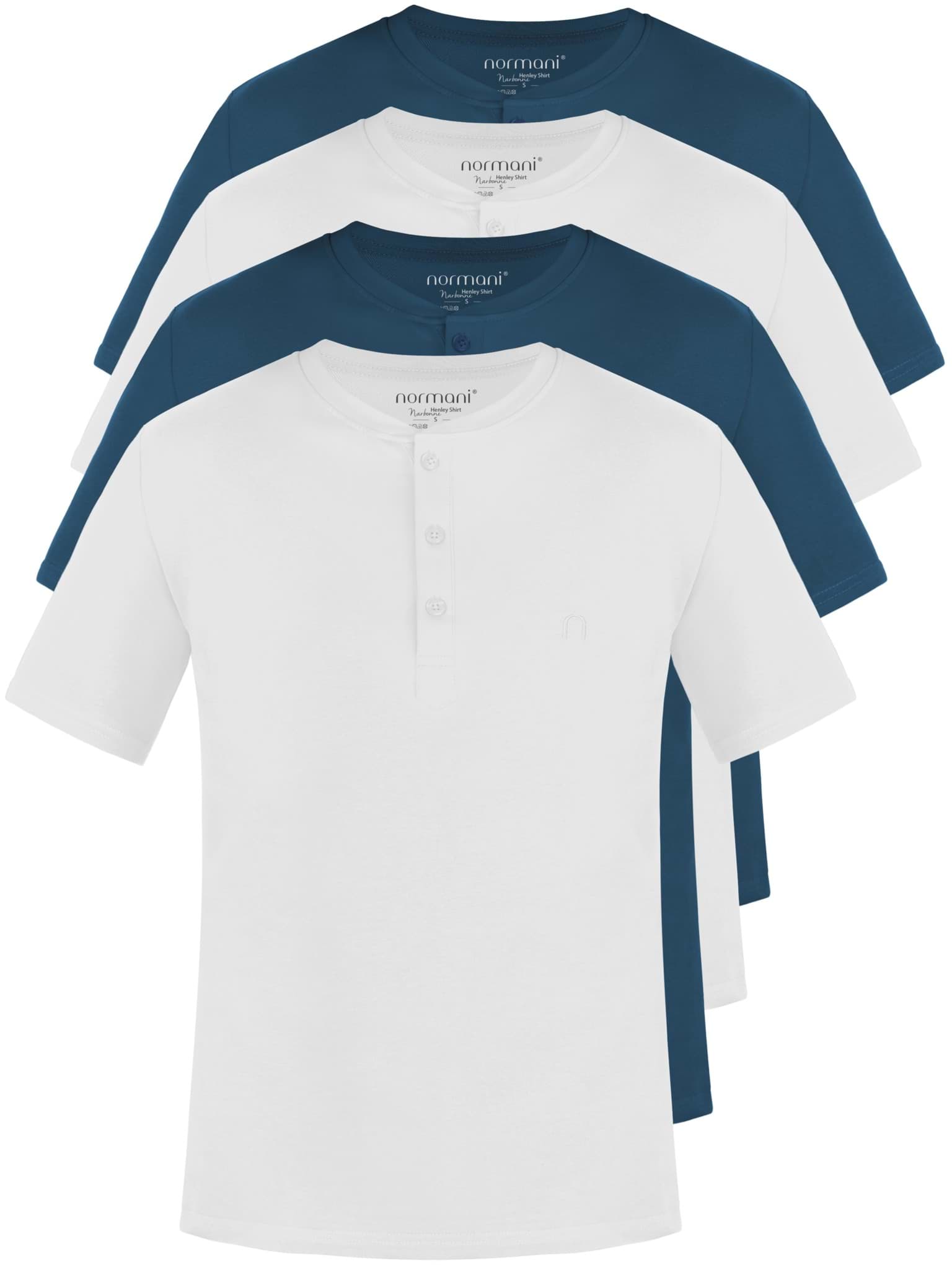 Bild von 4er Set Herren T-Shirt mit Knopfleiste Marine/Marine/Weiß/Weiß