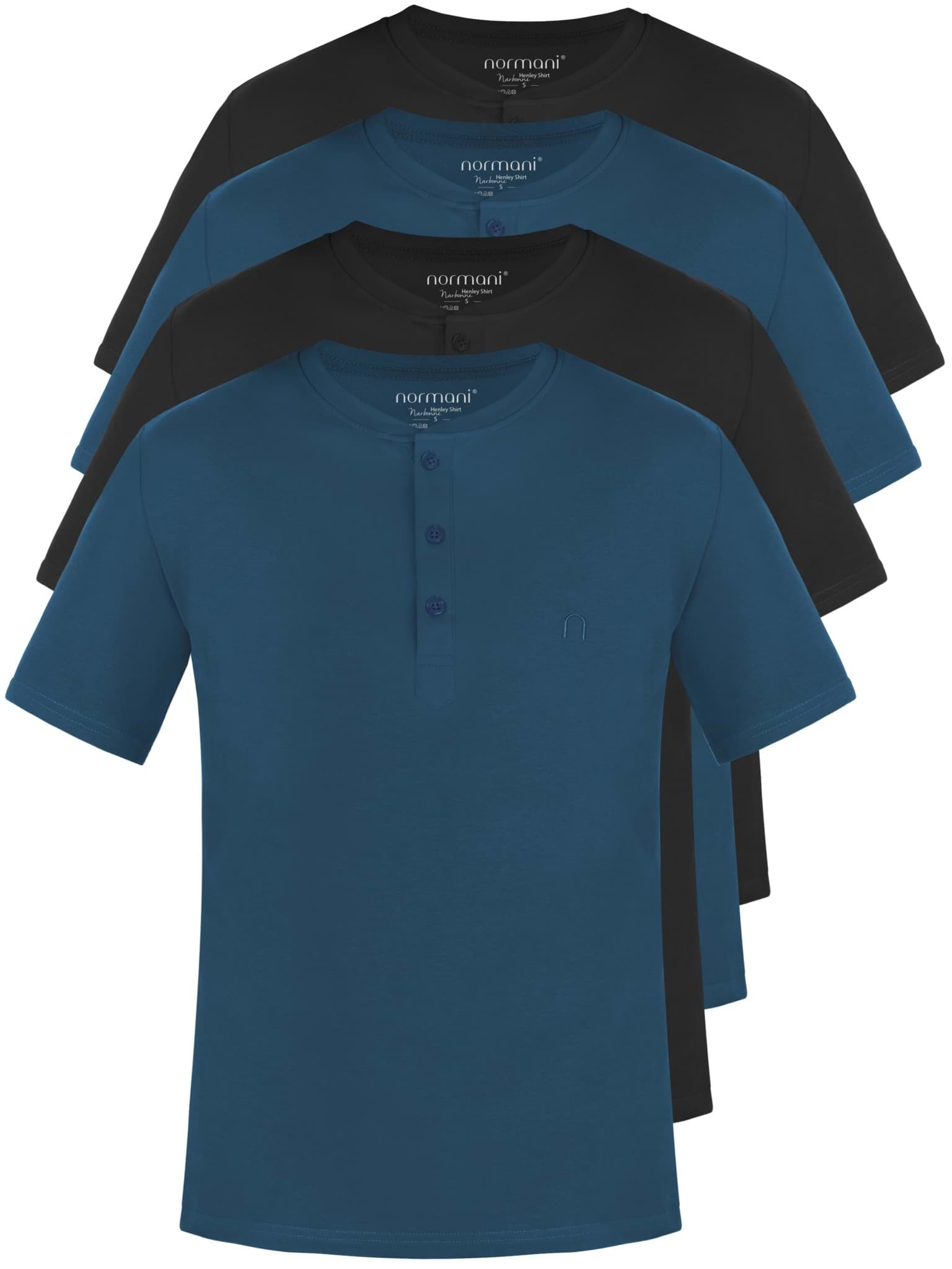 Bild von 4er Set Herren T-Shirt mit Knopfleiste Marine/Marine/Schwarz/Schwarz