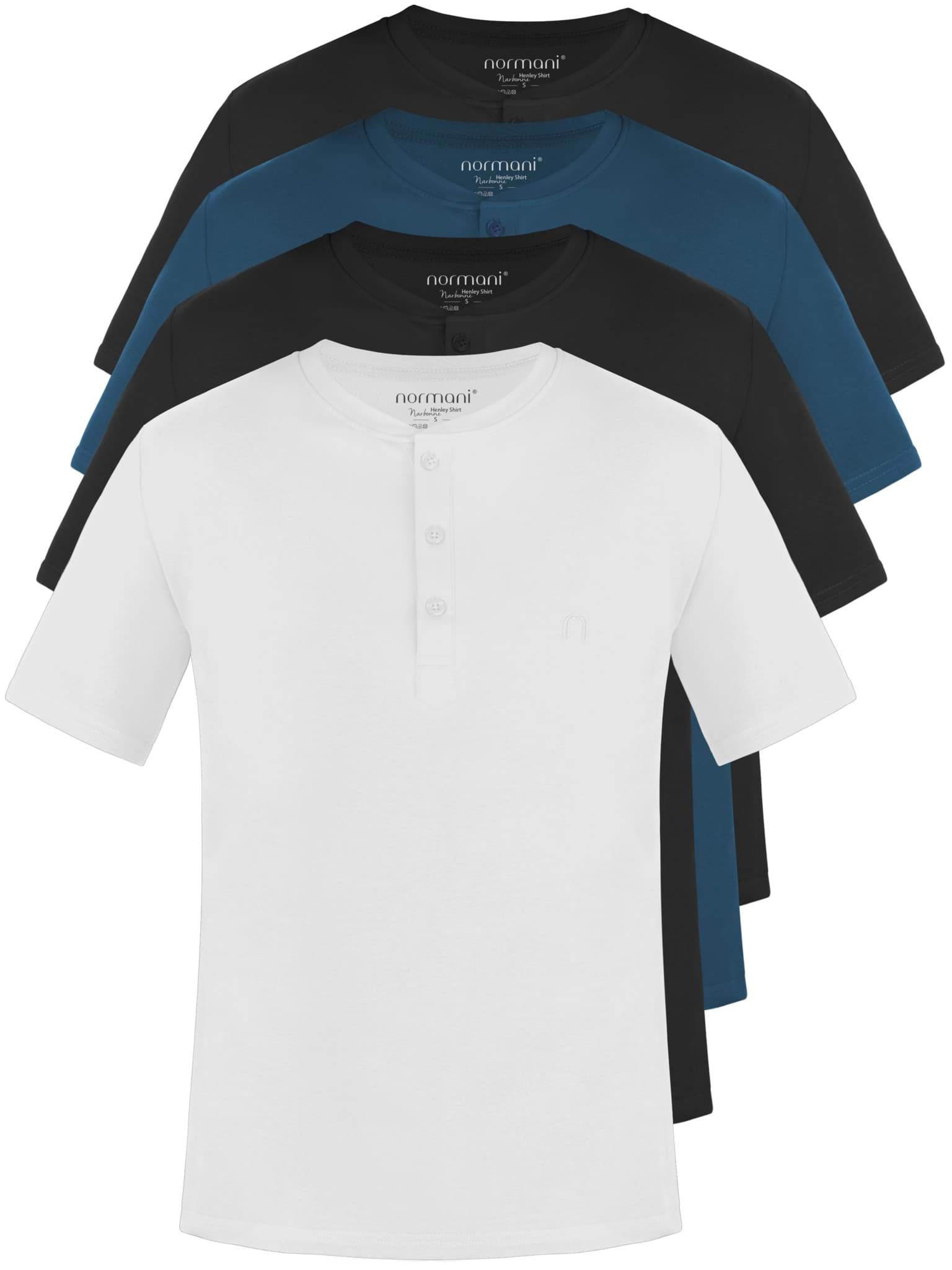 Bild von 4er Set Herren T-Shirt mit Knopfleiste Marine/Schwarz/Schwarz/Weiß