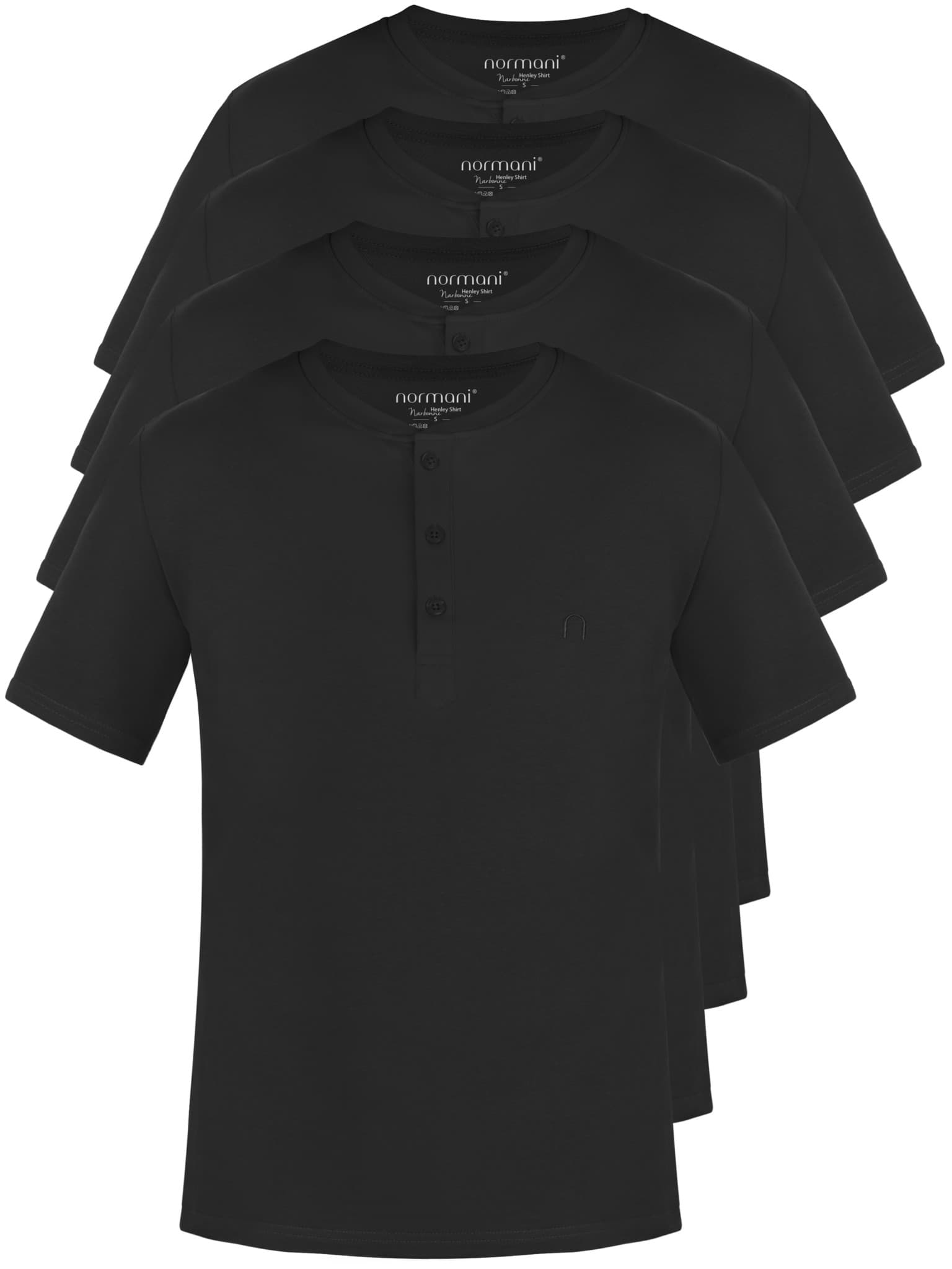 Bild von 4er Set Herren T-Shirt mit Knopfleiste Schwarz
