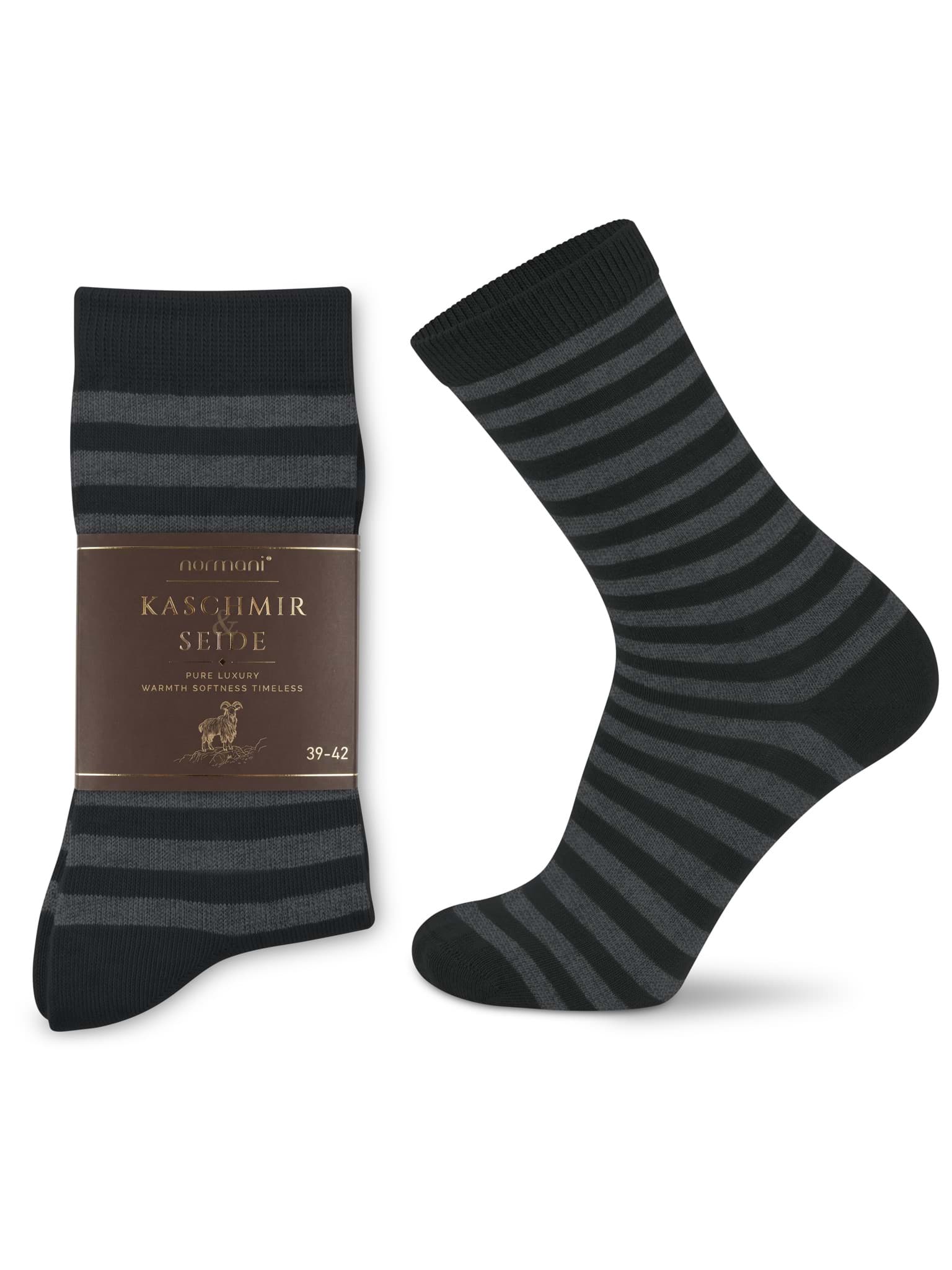 Bild von 2 Paar Premium-Socken aus Kaschmir & Seide, gestreift Schwarz gestreift