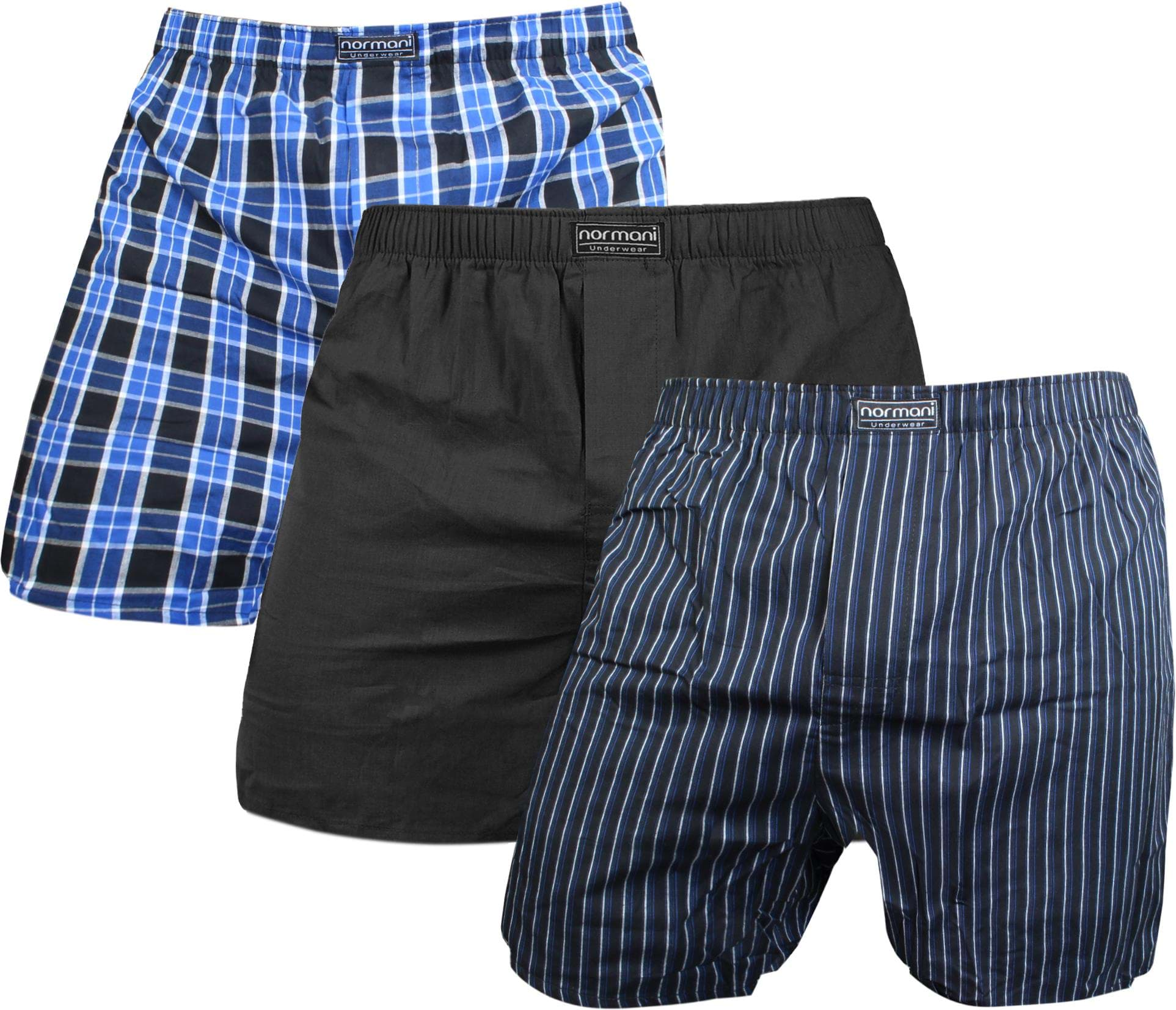 Bild von 3 Stück Herren Web Boxershorts Blau/Schwarz