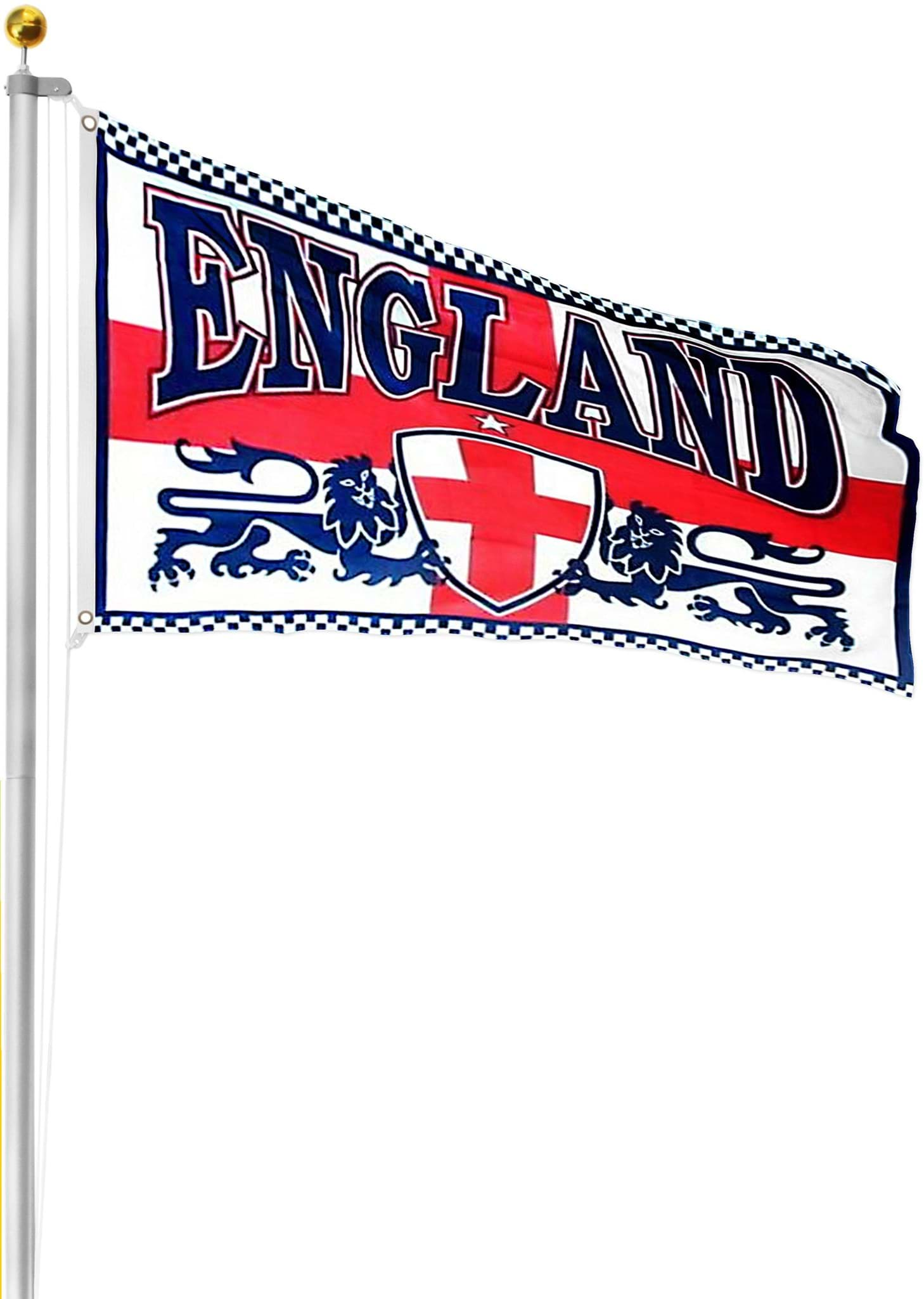 Bild von Fahnenmast 6,50 m mit Flagge 90 cm × 150 cm England mit Wappen