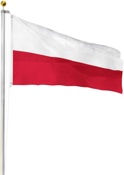 Bild von Fahnenmast 8,00 m mit Flagge 90 cm × 150 cm Polen