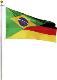 Bild von Fahnenmast 9,00 m mit Flagge 90 cm × 150 cm Deutschland/Brasilien