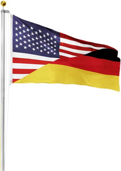 Bild von Fahnenmast 9,00 m mit Flagge 90 cm × 150 cm Deutschland/USA