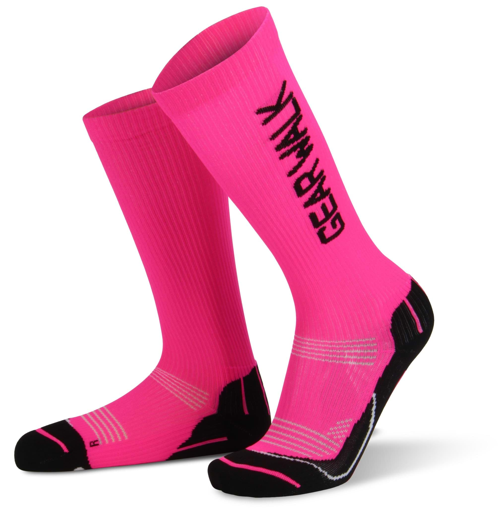 Bild von 2 Paar Gear Walk Sport-Kompressionsstrümpfe Neonpink/Schwarz