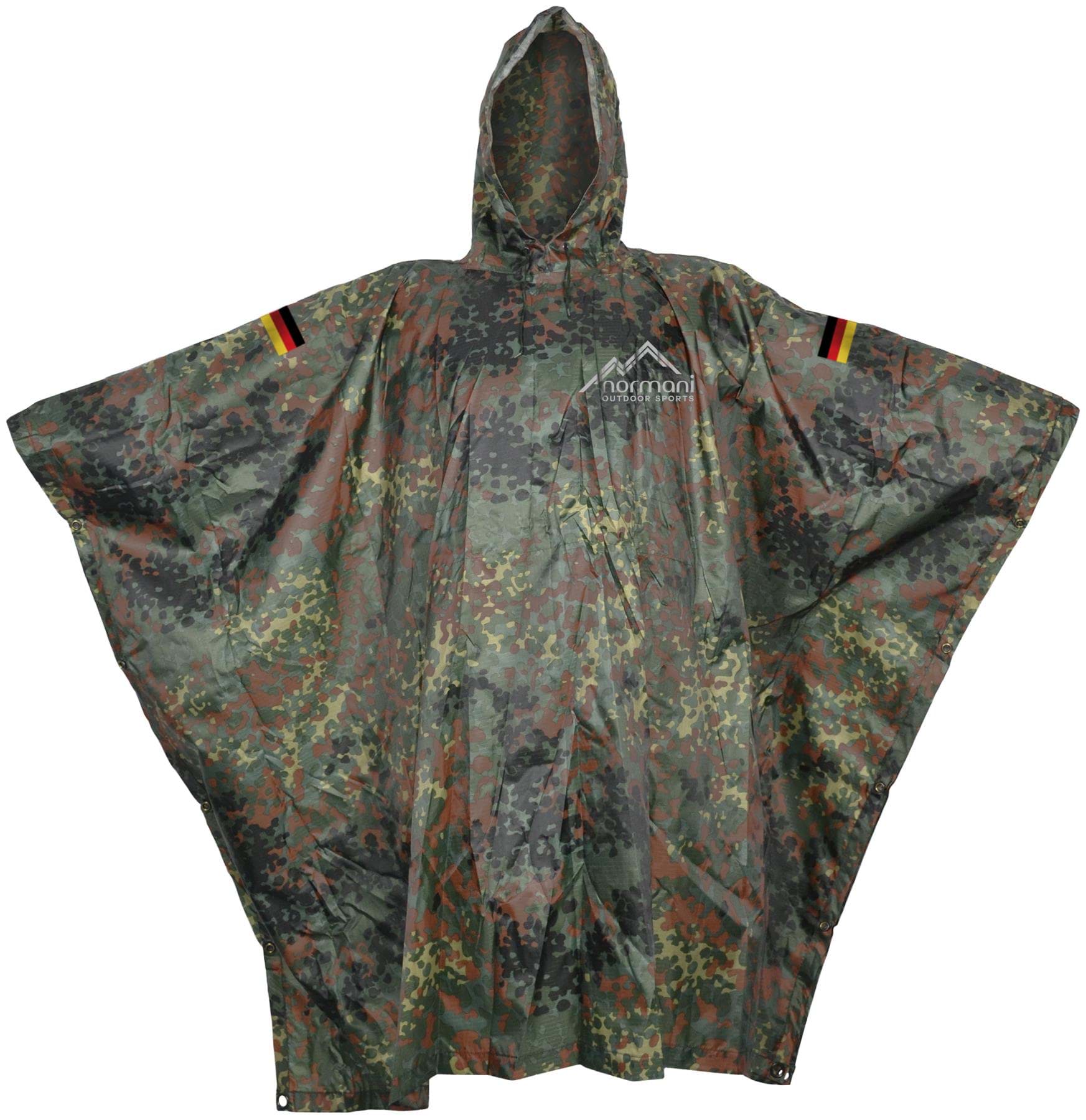 Bild von Regenponcho mit Deutschlandflaggen Flecktarn