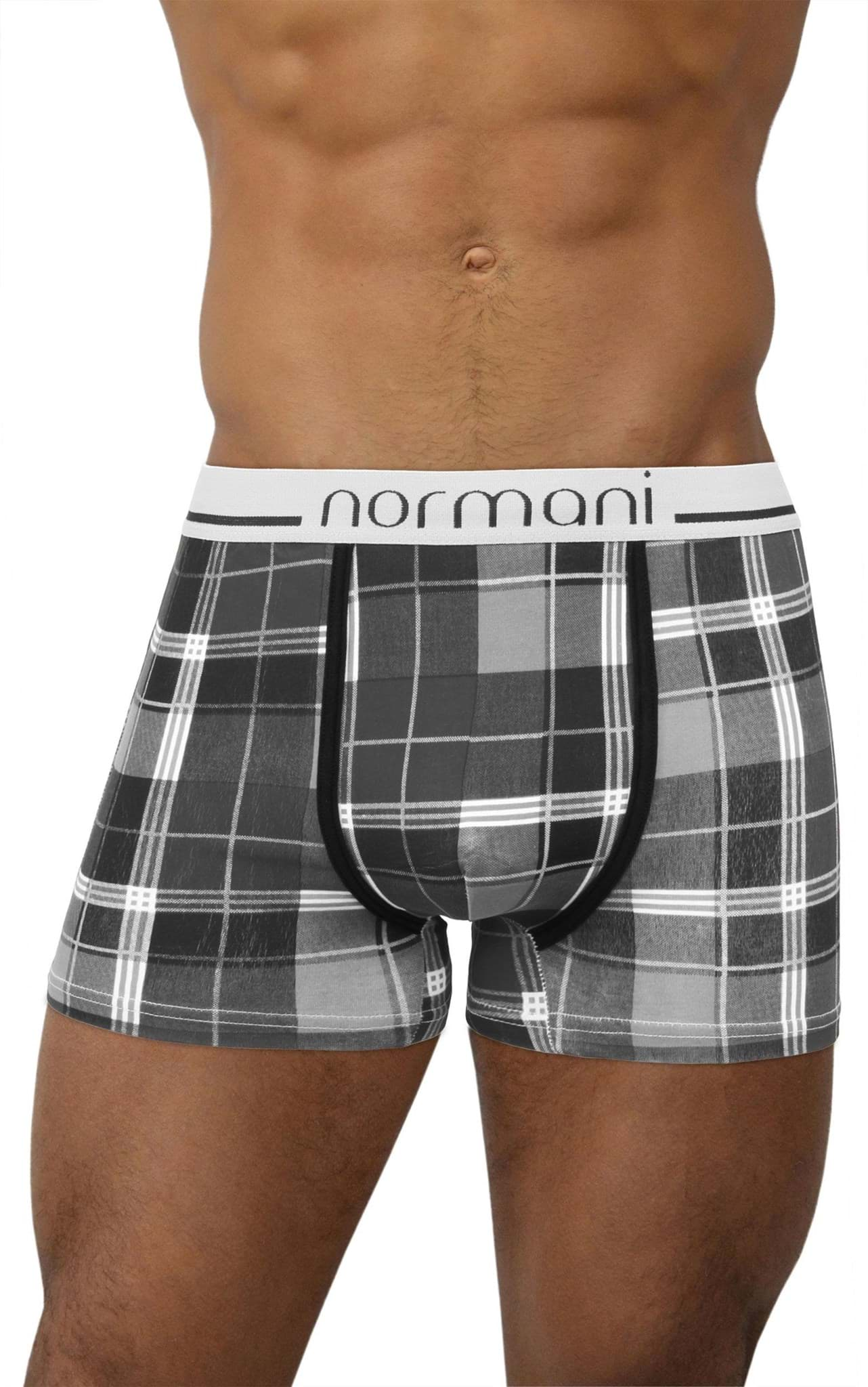 Bild von 6 Stück Retro Boxershorts aus Baumwolle Scottish Check - Black Grey