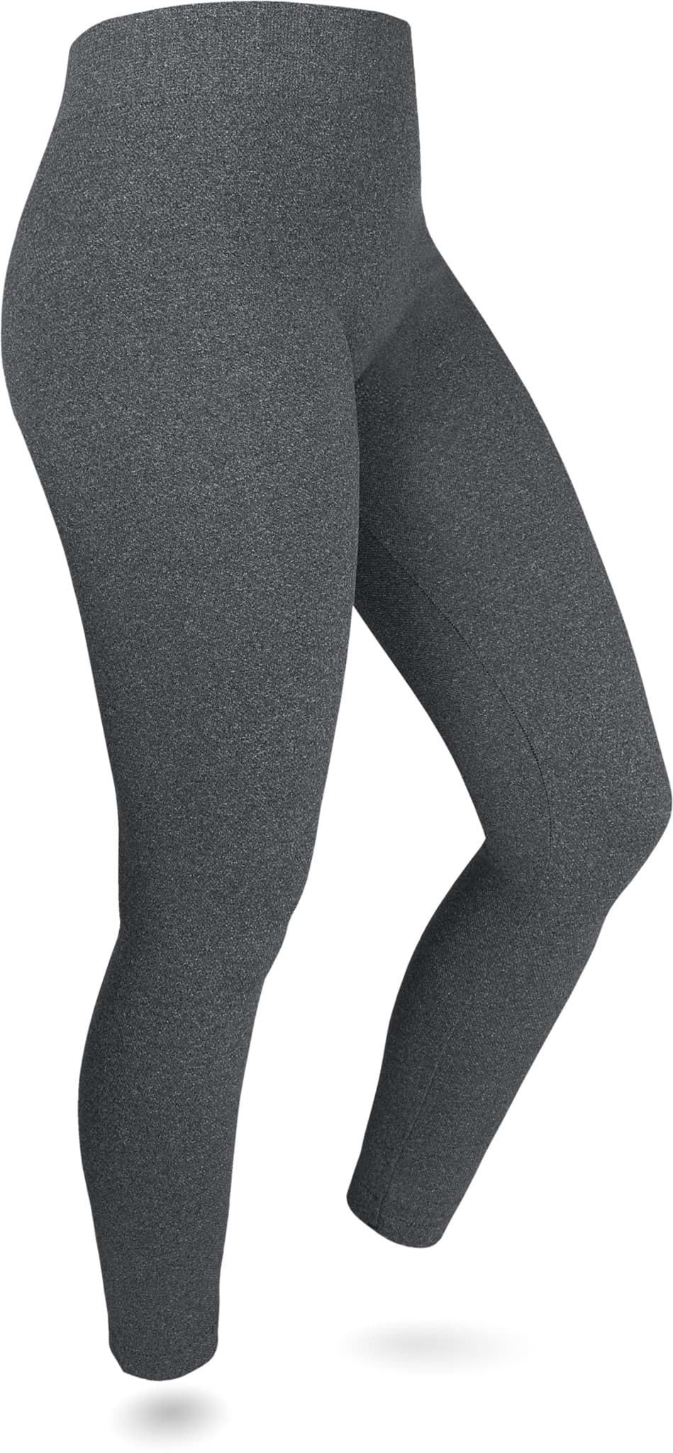 Immagine di 3 Leggings termici con morbido pile interno e motivo melange antracite